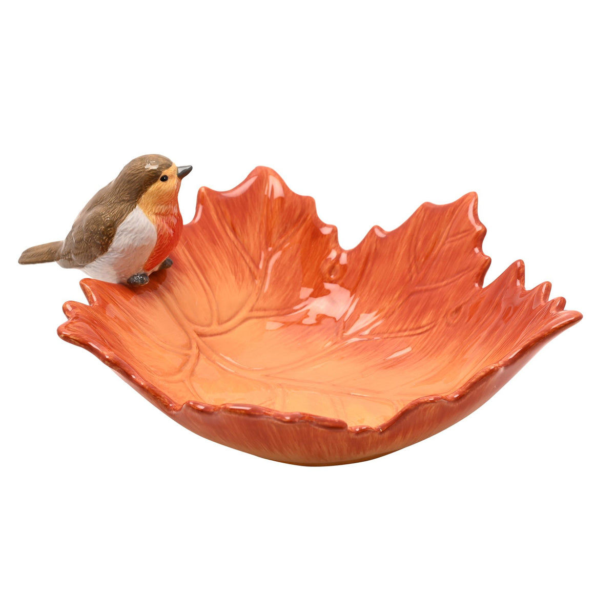 Country Living Robin On A Leaf Serving Bowl