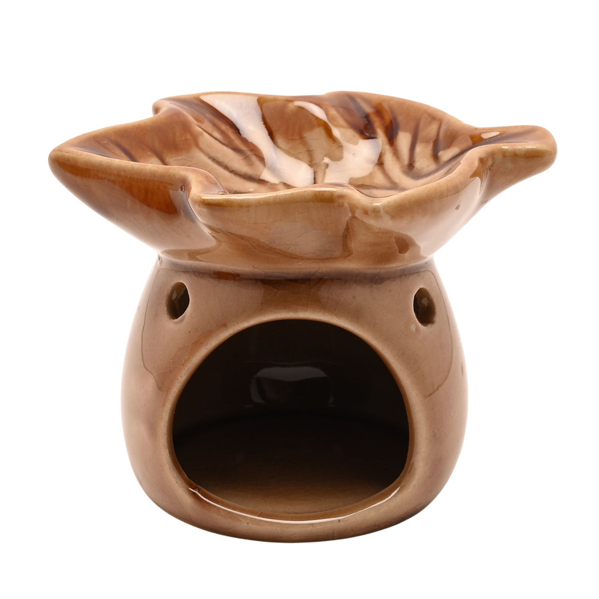 Country Living Autumn Leaf Ceramic Wax Melt Burner - Brown