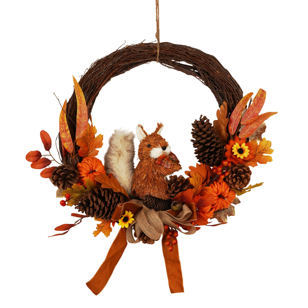 Country Living Rattan Squirrel Wreath - 50cm