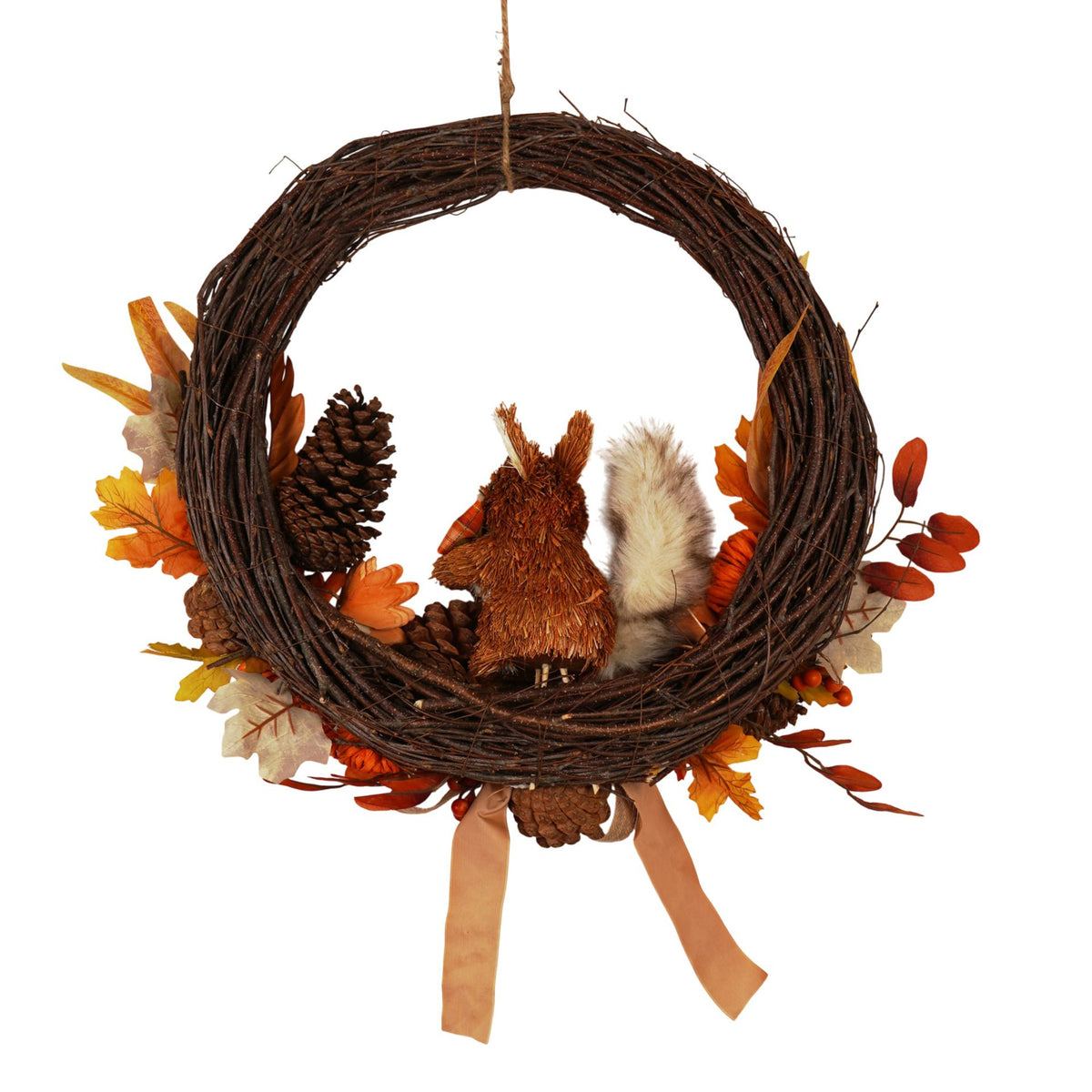 Country Living Rattan Squirrel Wreath - 50cm