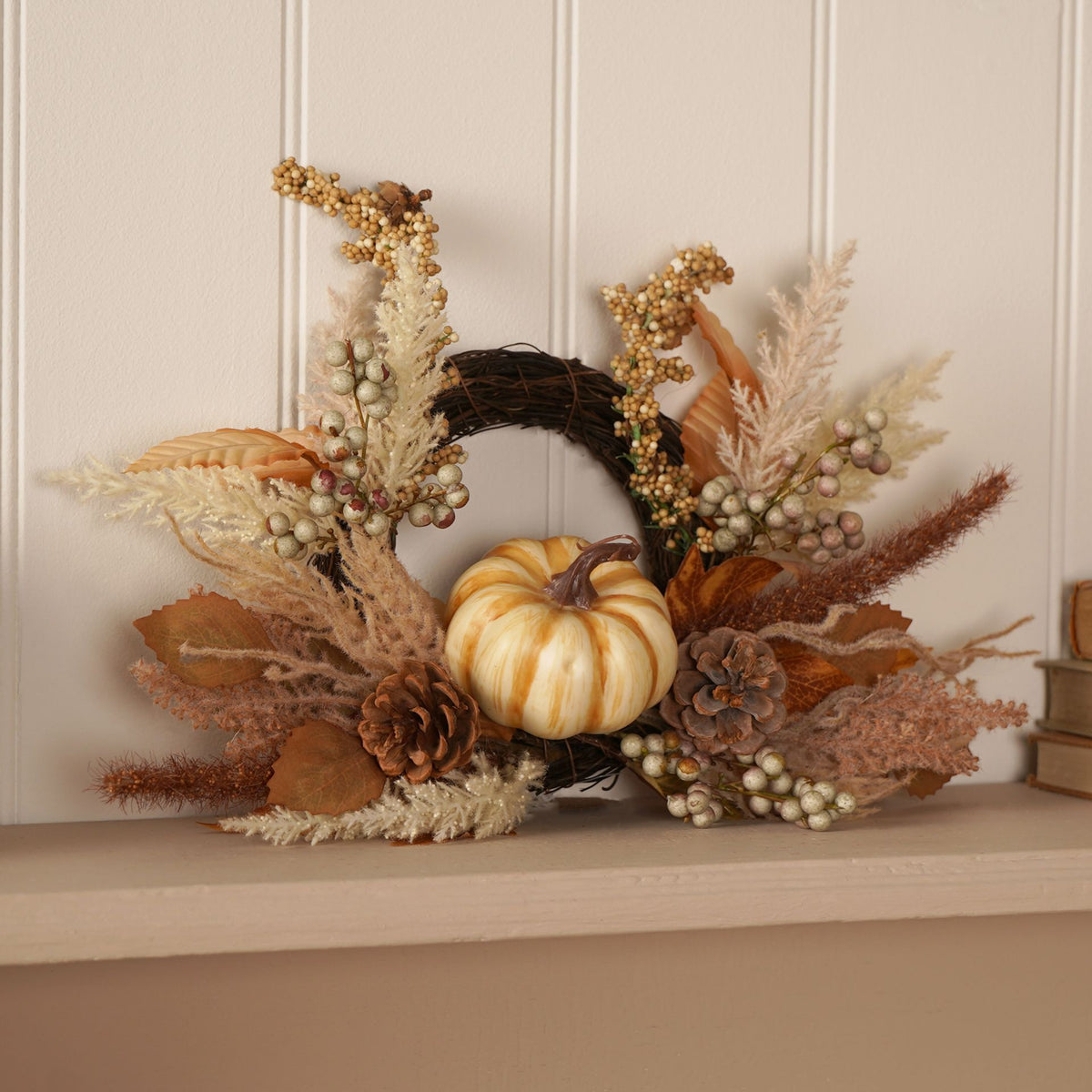 Country Living Neutral Pumpkin Mini Wreath