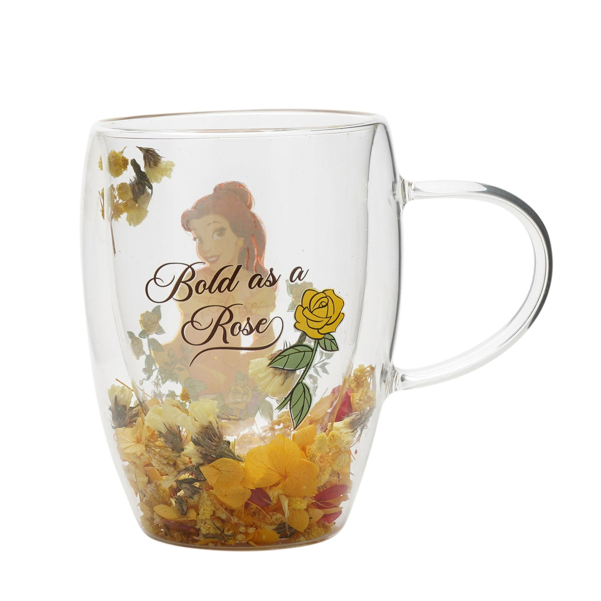 Disney Pastel Princess Floral Decorative Glass Mug - Belle