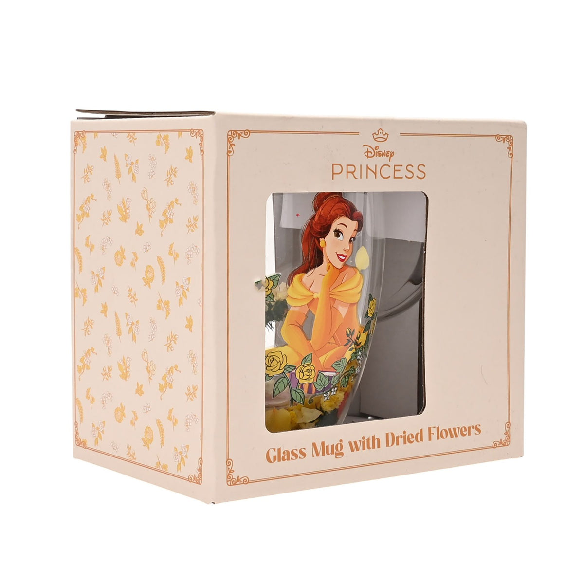 Disney Pastel Princess Floral Decorative Glass Mug - Belle