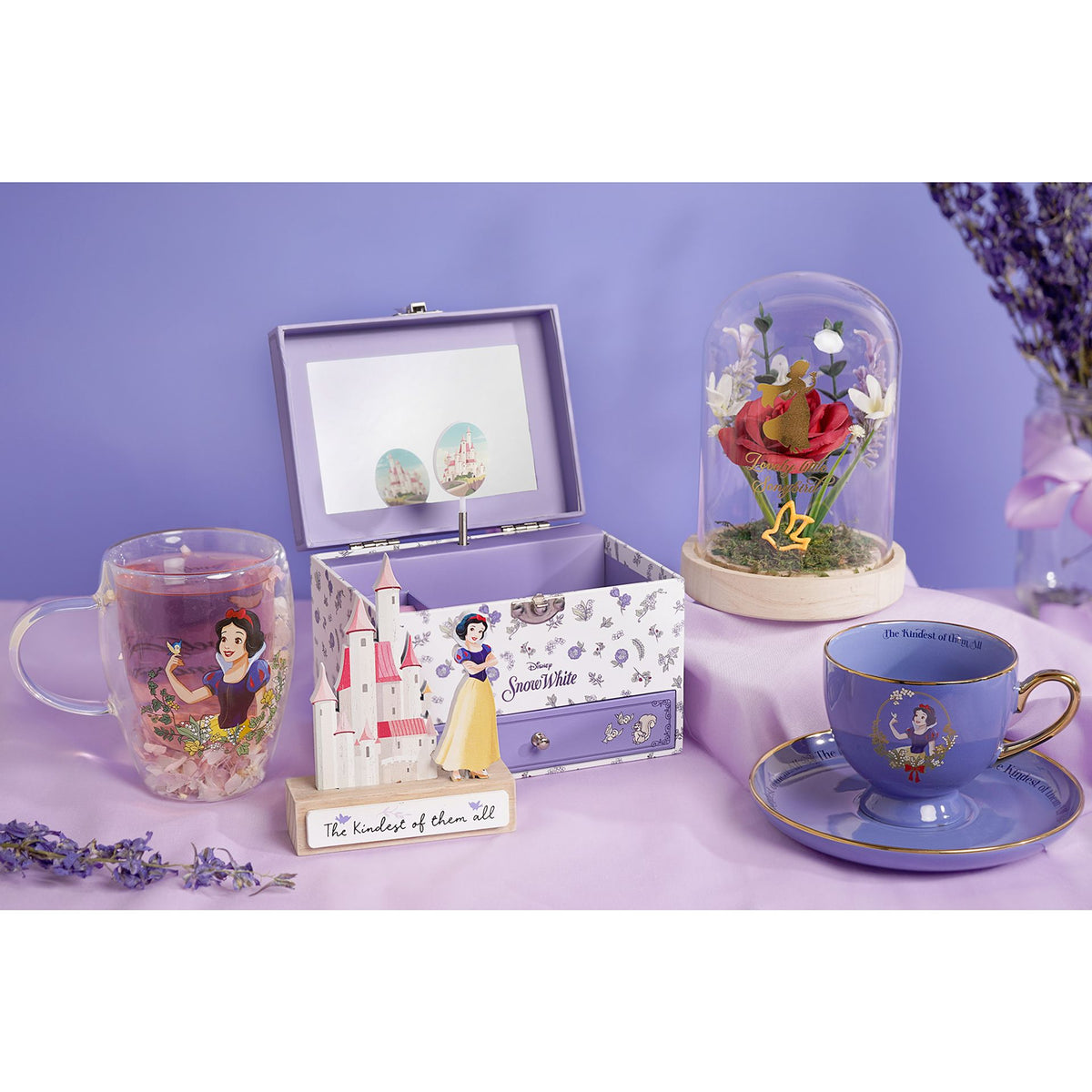 Disney Pastel Princess Florals In A Cloche With Neon Light - Snow White