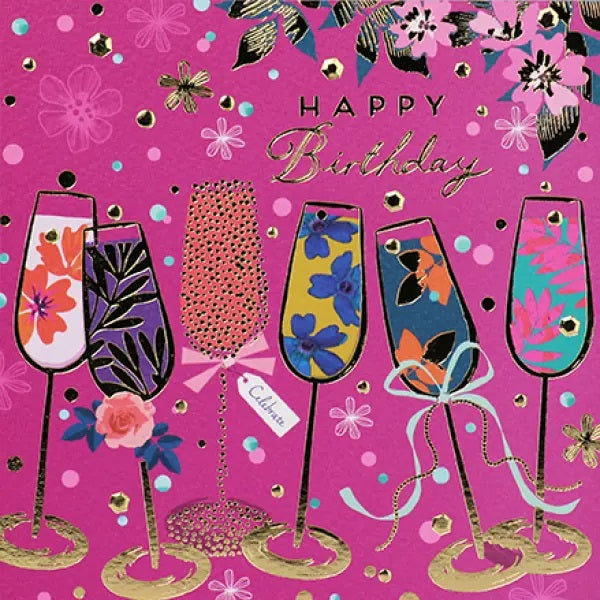 Birthday Card - Champagne
