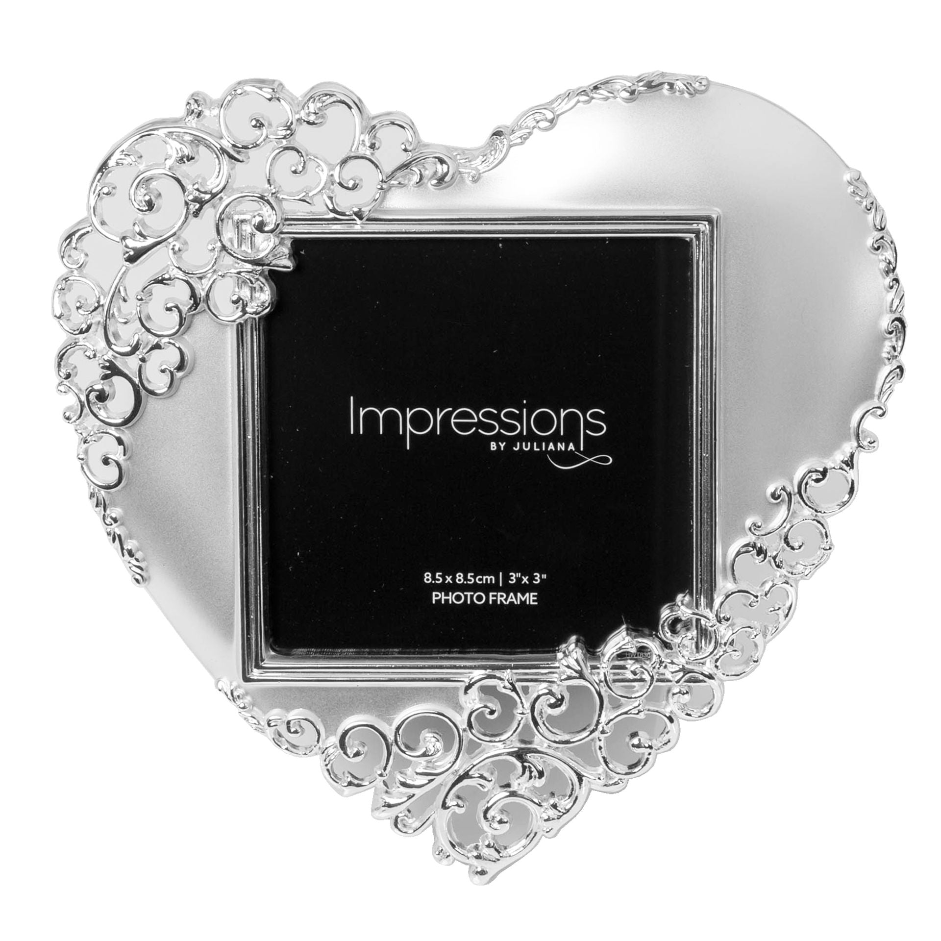 Satin S/Plated See Through Scroll Heart Frame - 3" x 3"
