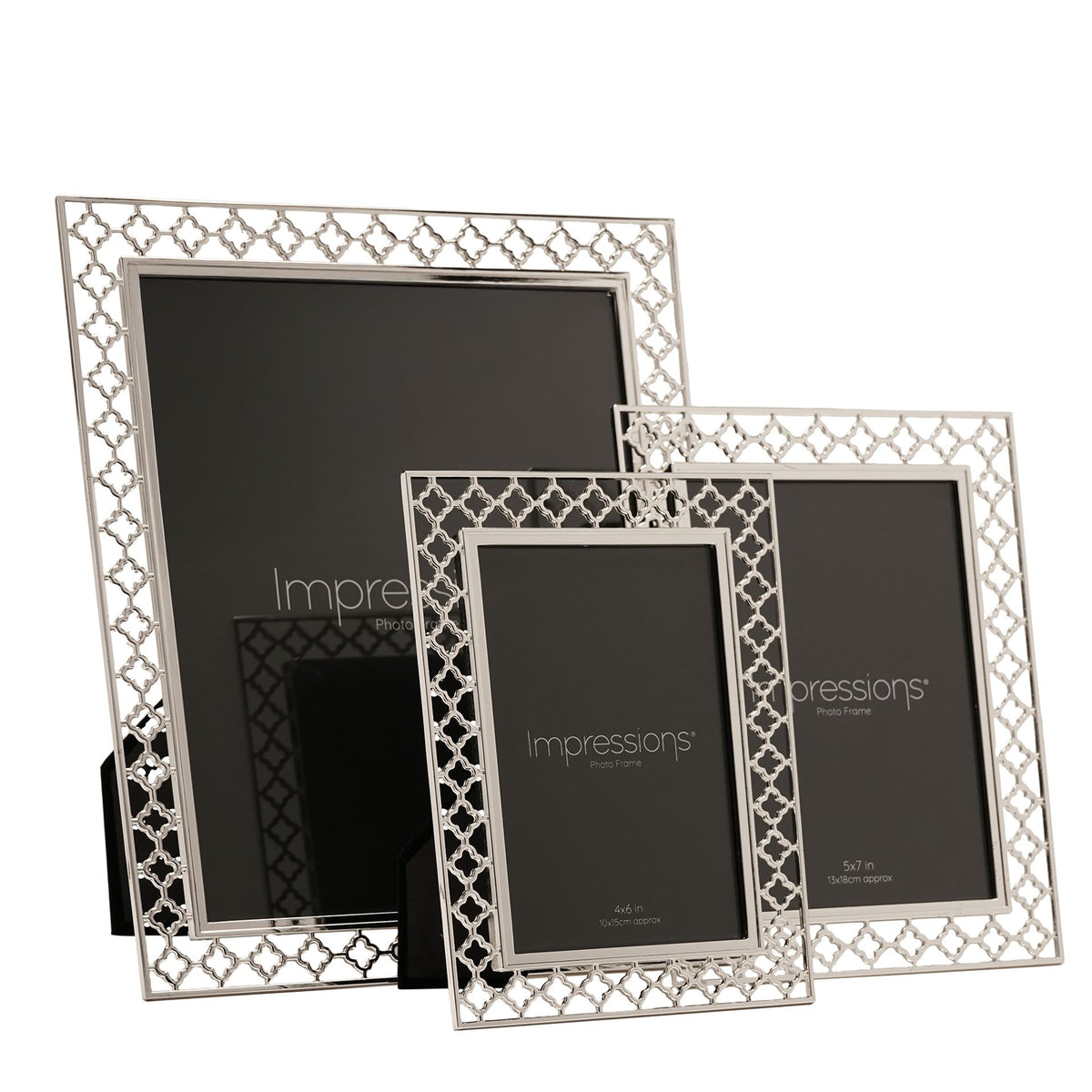 Impressions Lattice Cut Metal Plated Silver Photo Frame 5" x 7"