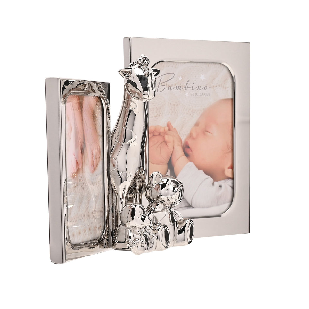 Double Photo Frame with Giraffe & 2 Teddies