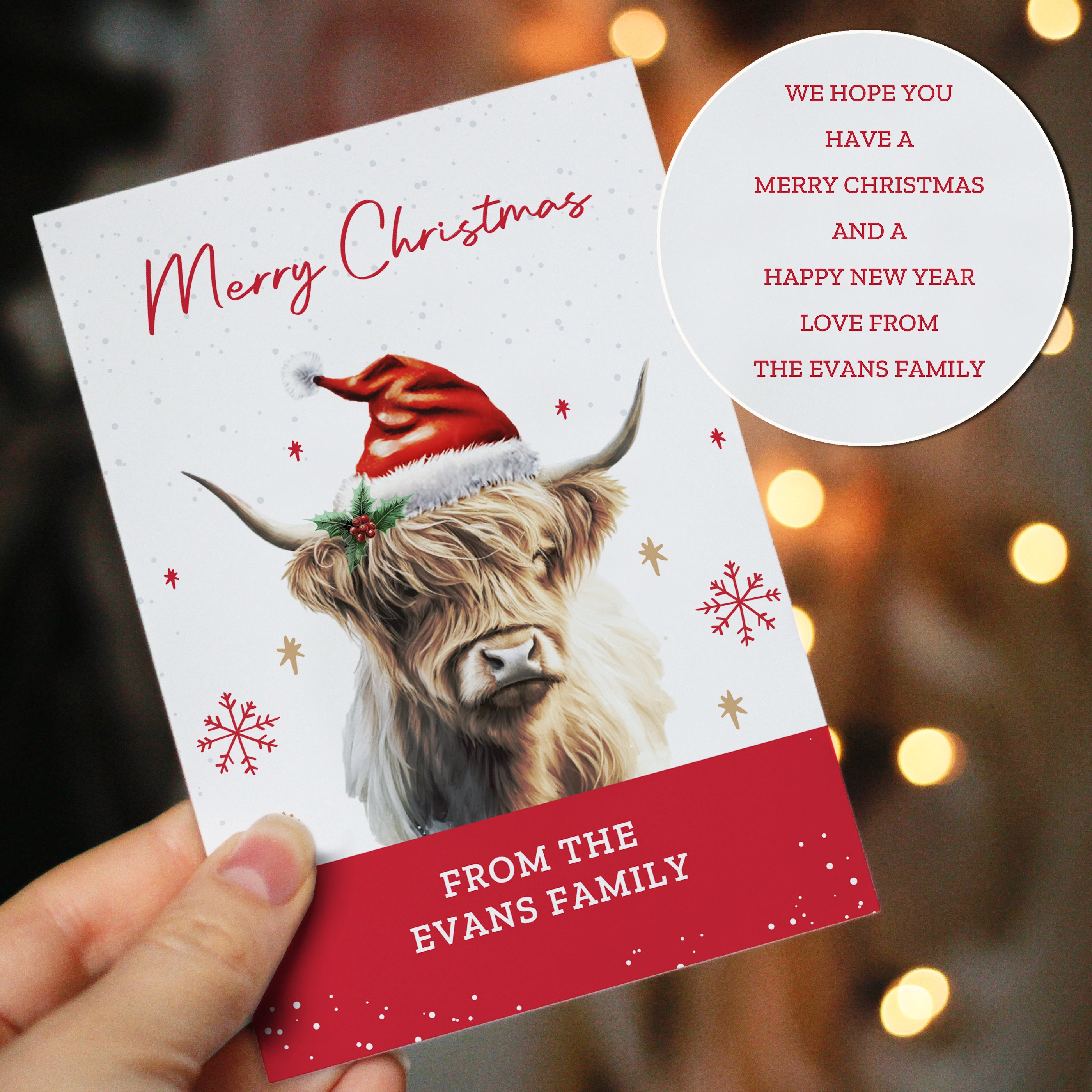 Personalised Highland Cow Pack of 10 Christmas Cards