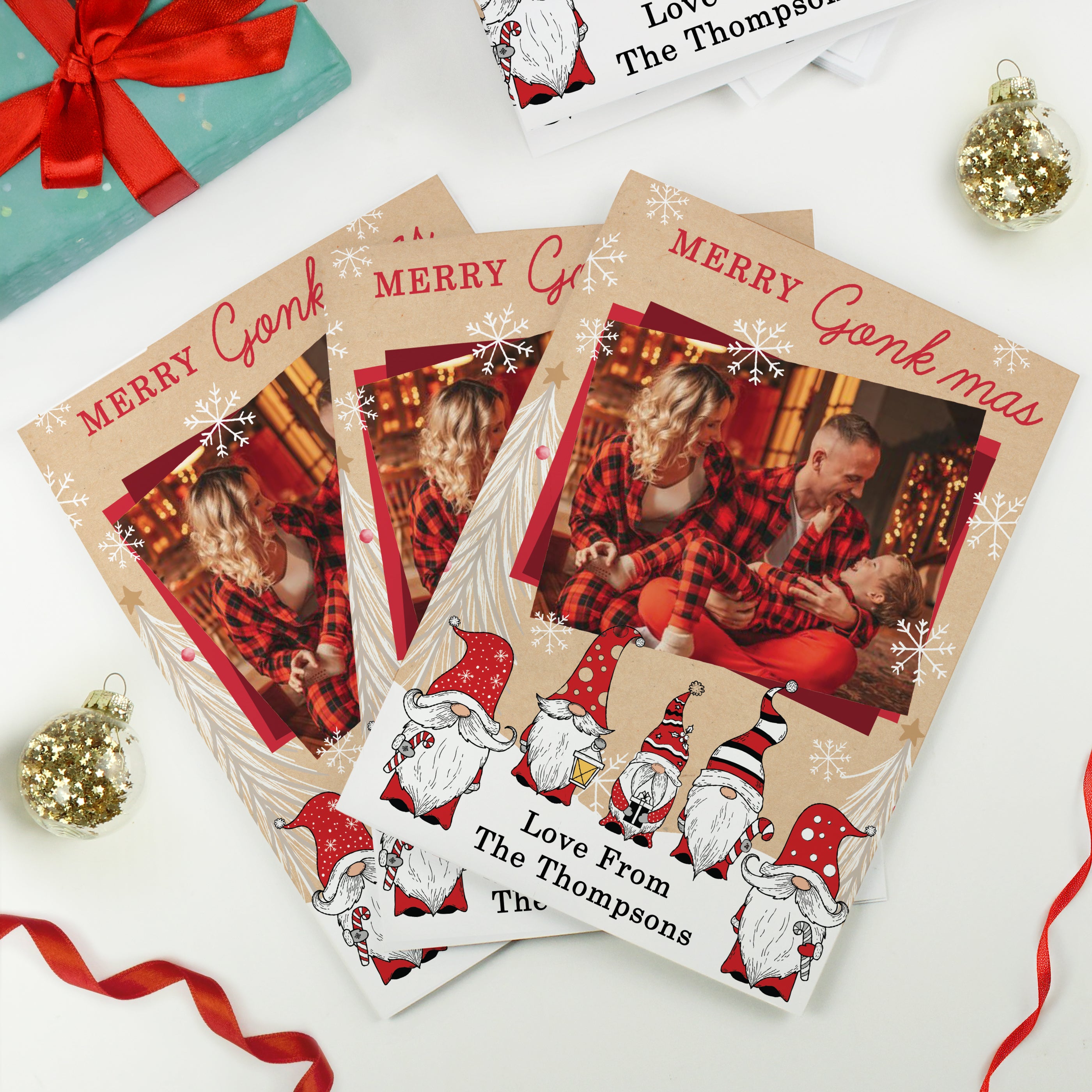Personalised Photo Upload Pack of 10 Gonk Christmas Cards