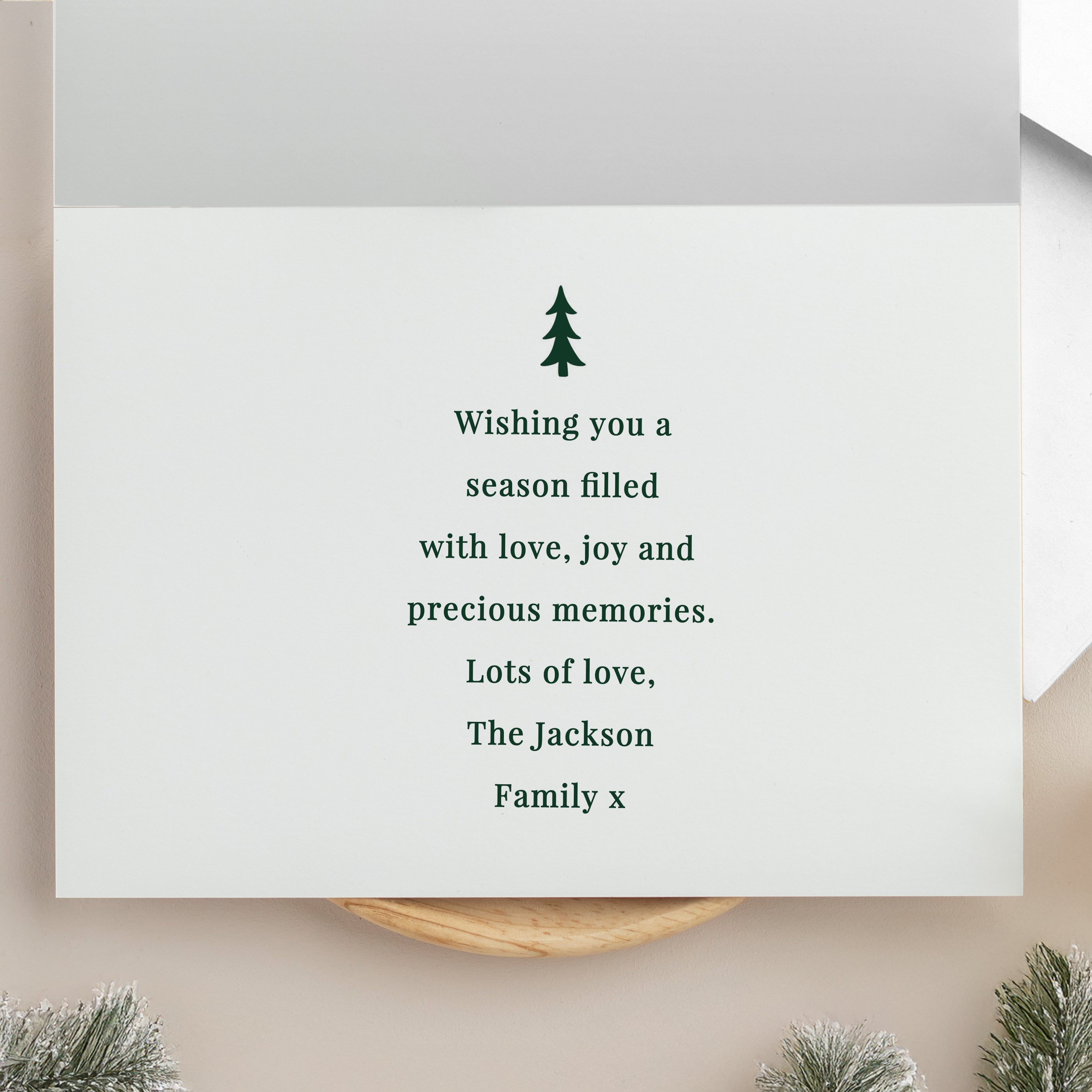 Personalised Photo Upload Pack of 10 Green Christmas Cards