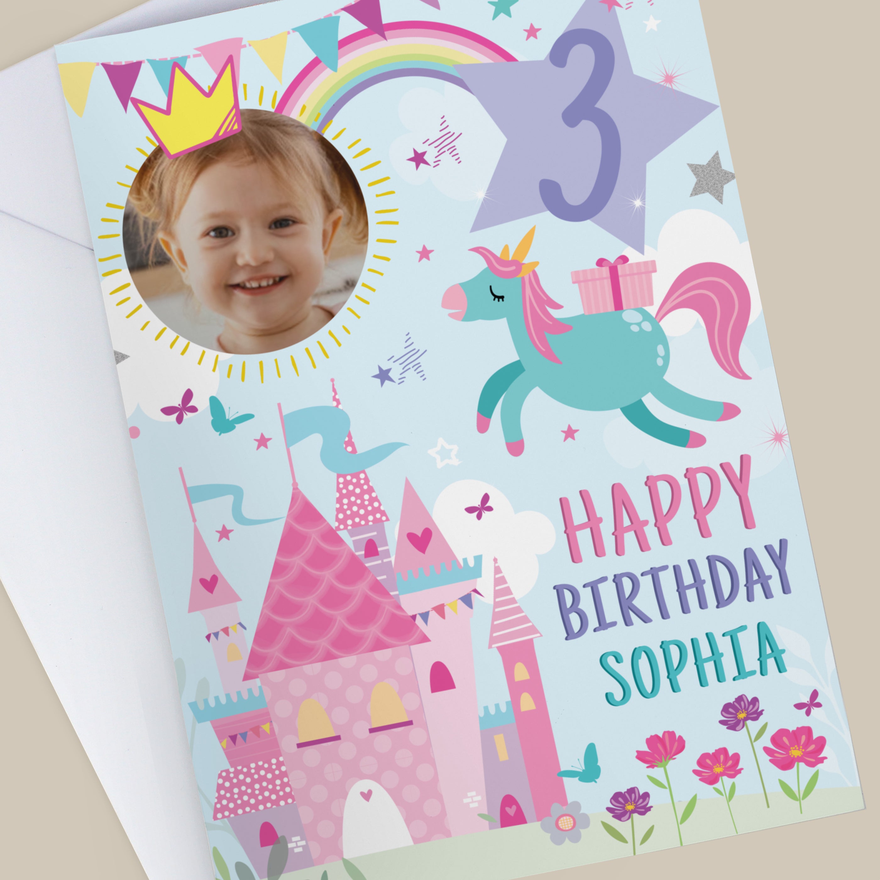 Personalised Photo Upload Princess Birthday Card