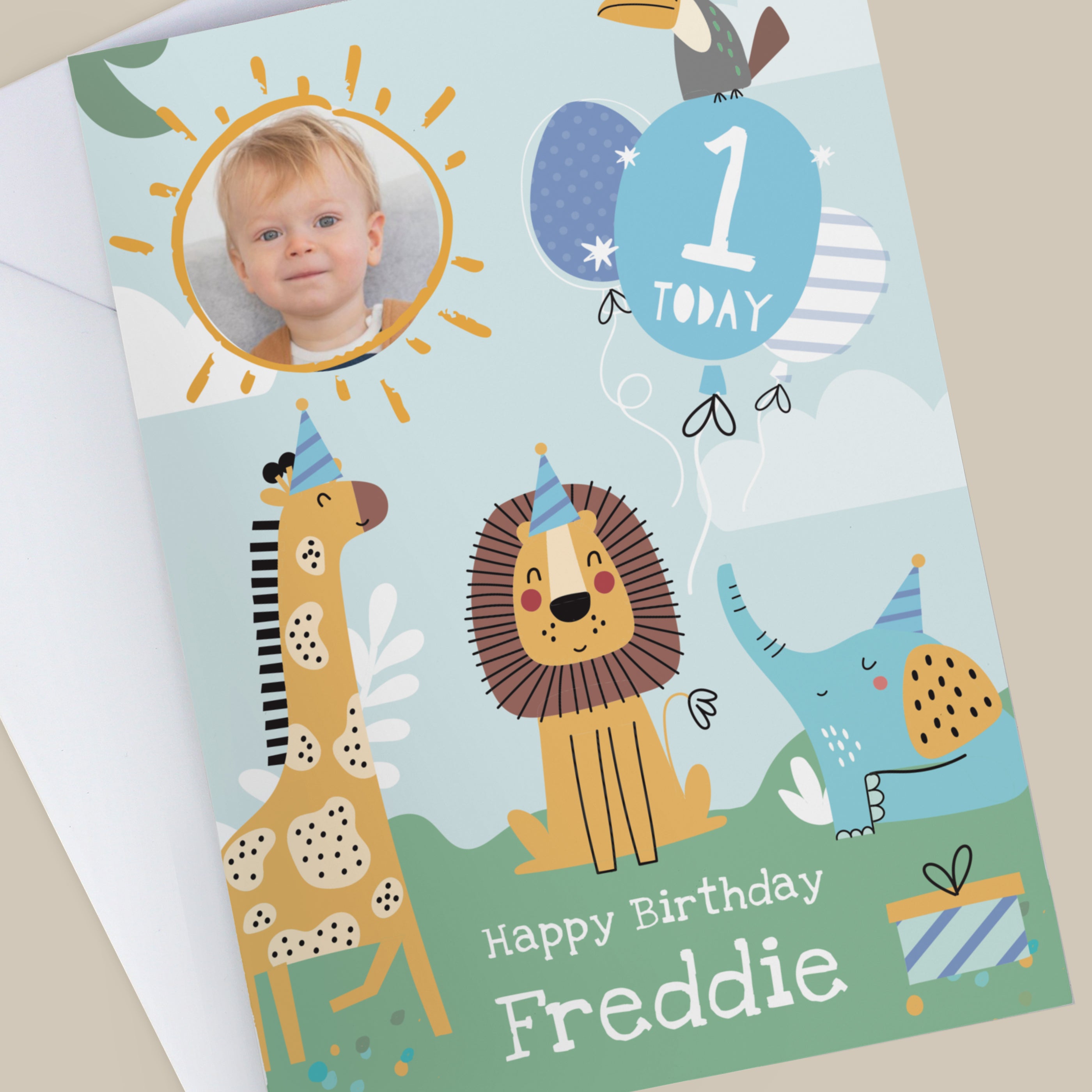 Personalised Photo Upload Animals Birthday Card