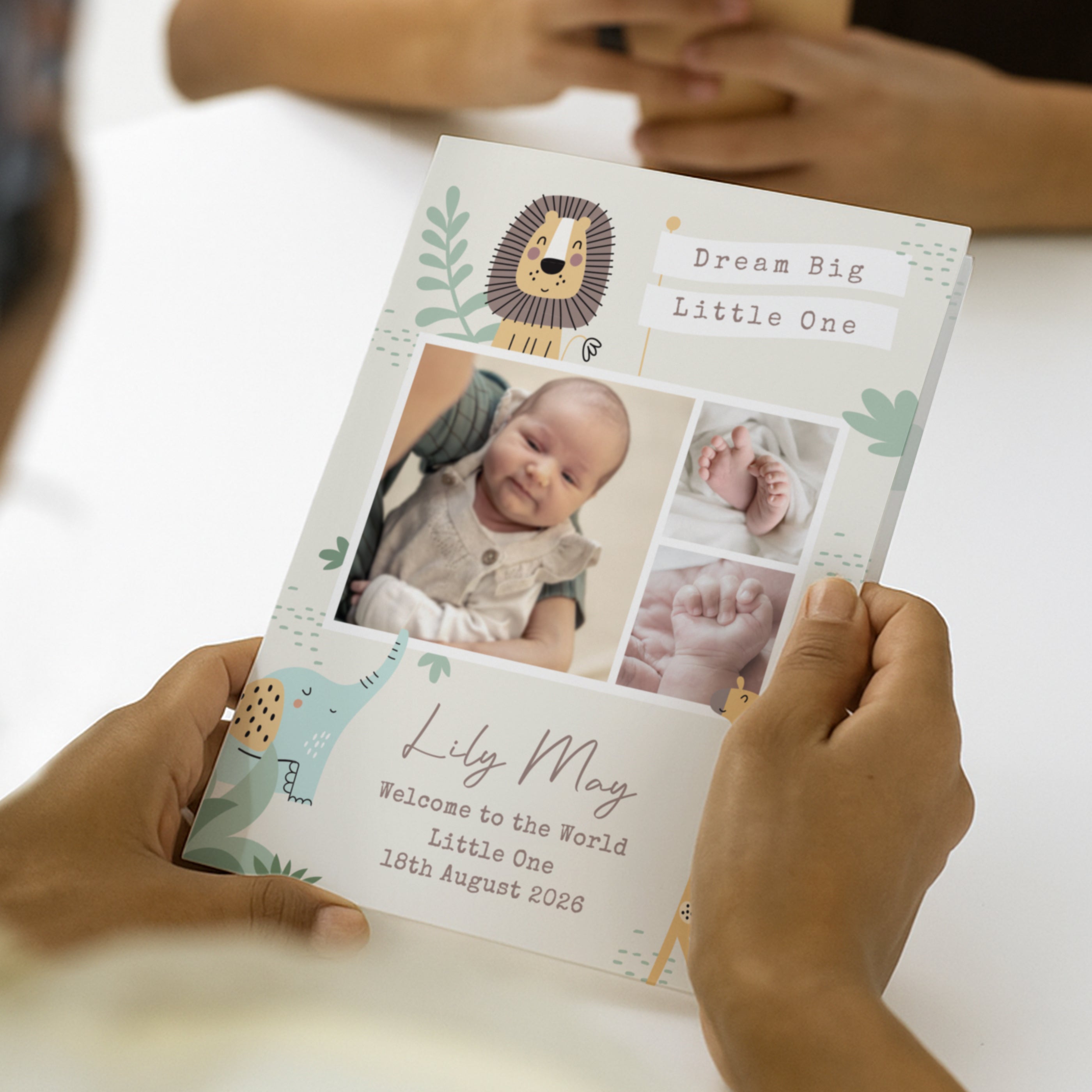 Personalised Photo Upload Safari New Baby Card