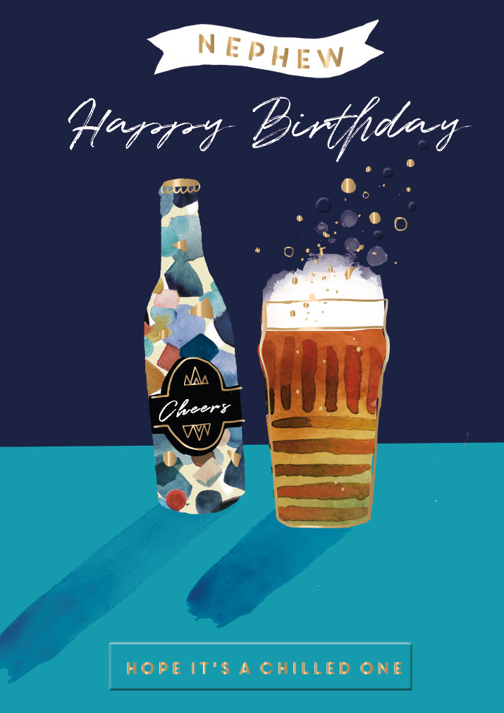 Nephew Birthday Card - Beer