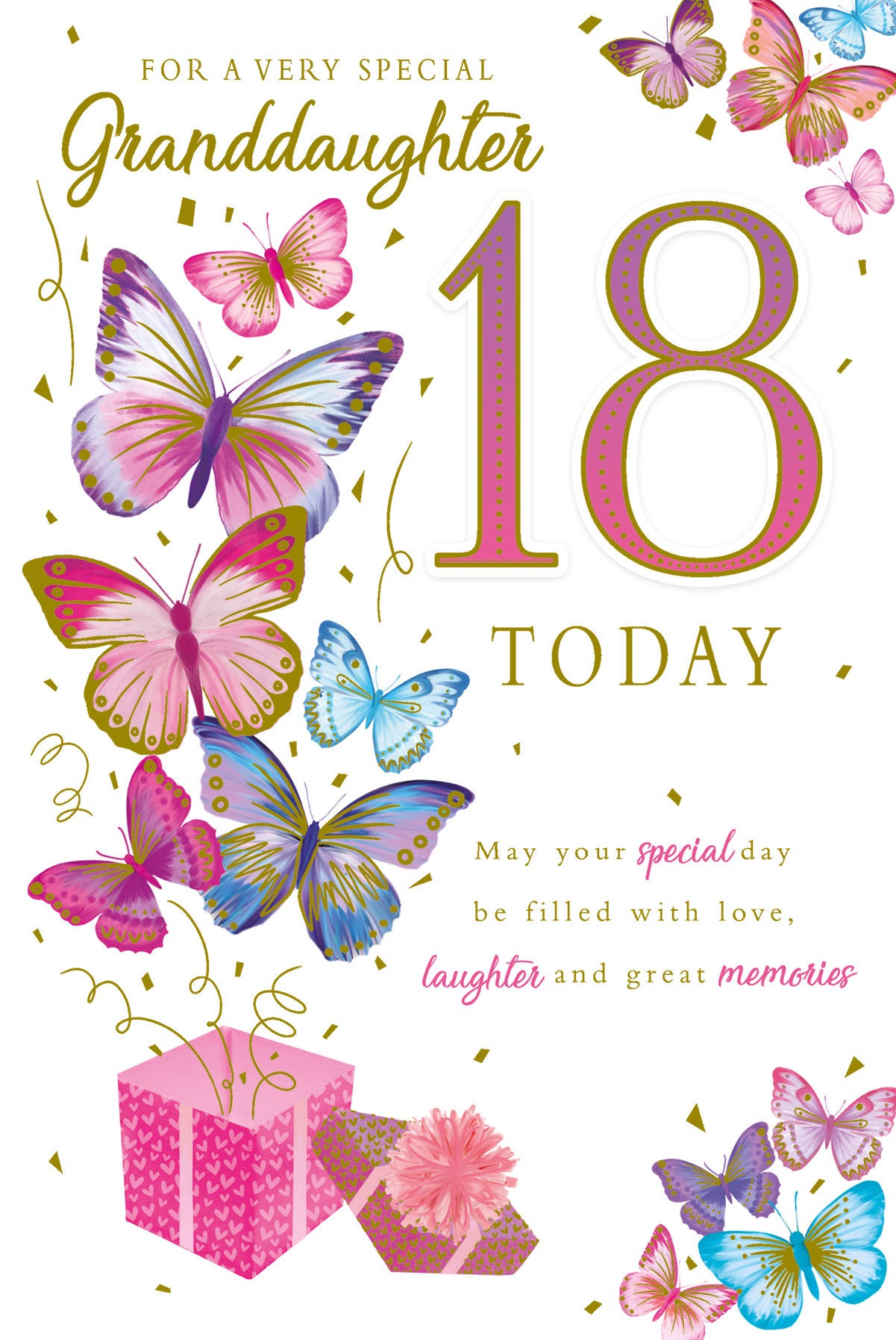 Granddaughter 18th Birthday Card - Gifts of Butterflies