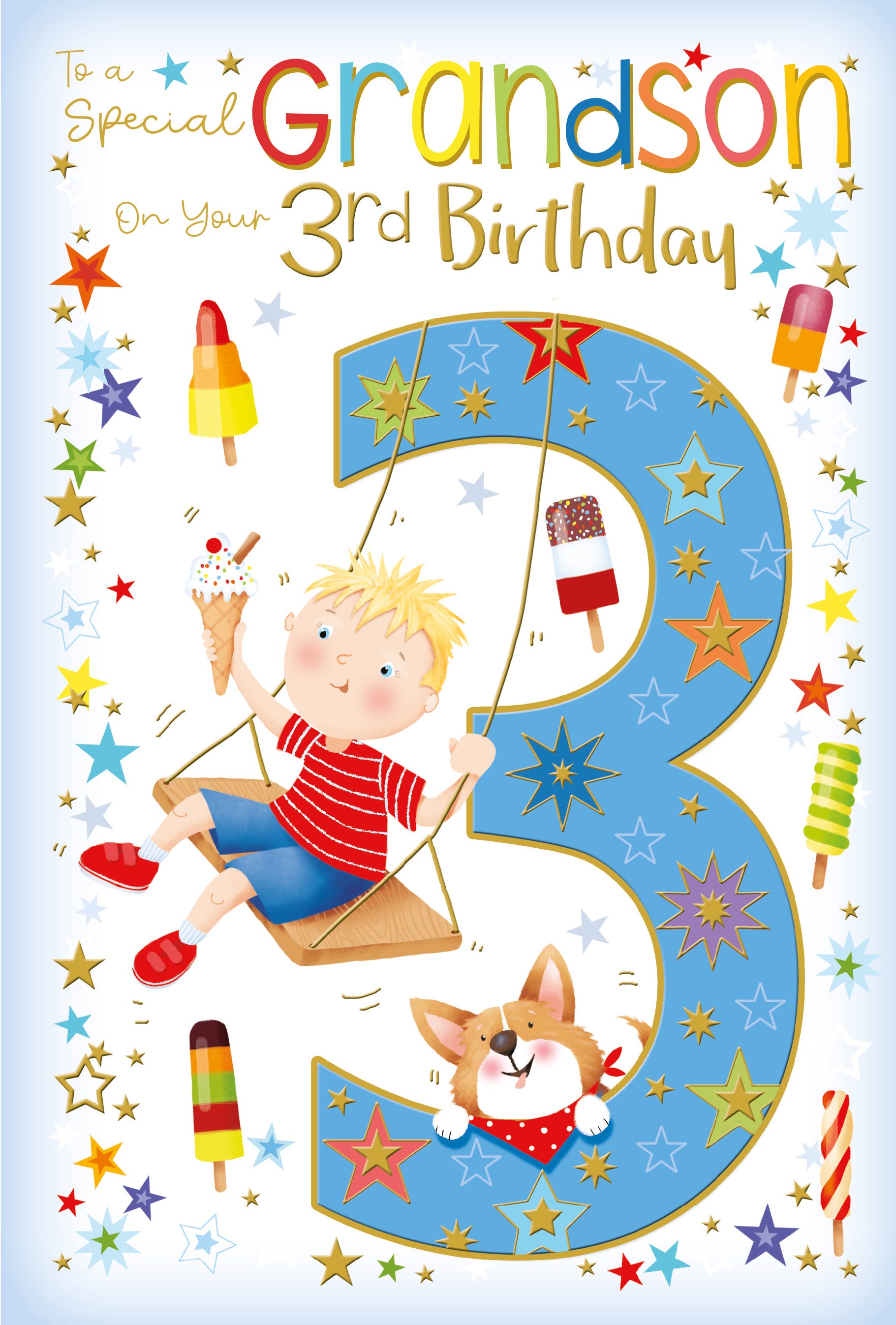 To a Special Grandson On Your 3rd Birthday Card