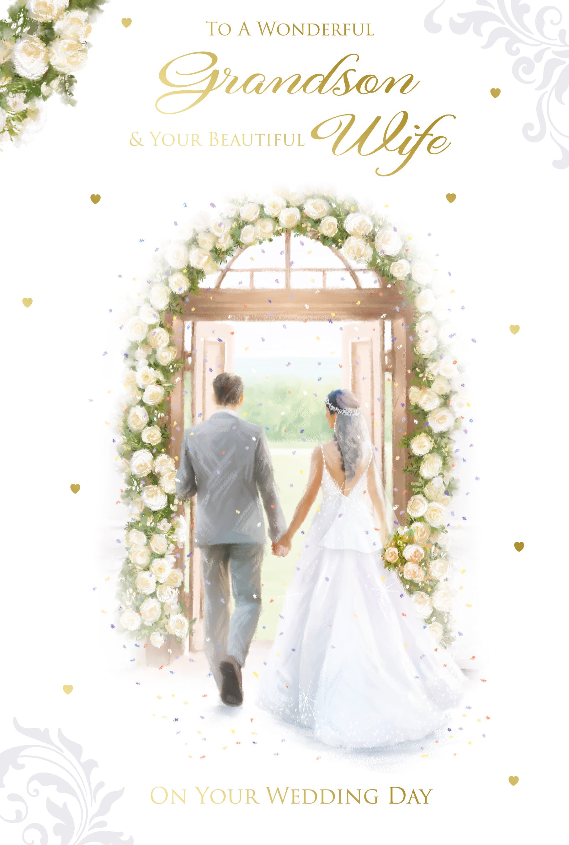 To A Wonderful Grandson & Your Beautiful Wife Wedding Day Card