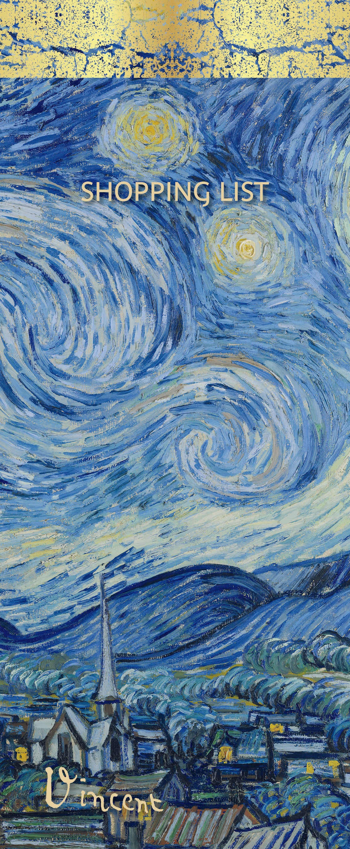 Shopping List – Van Gogh - Starry Night B