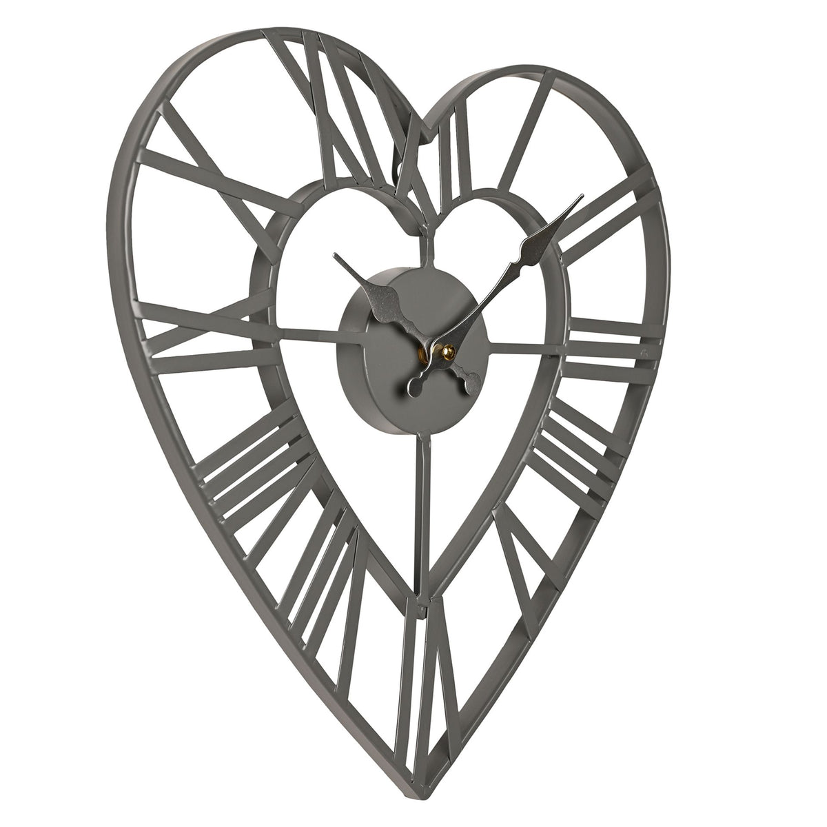 Metal Heart Grey Wall Clock