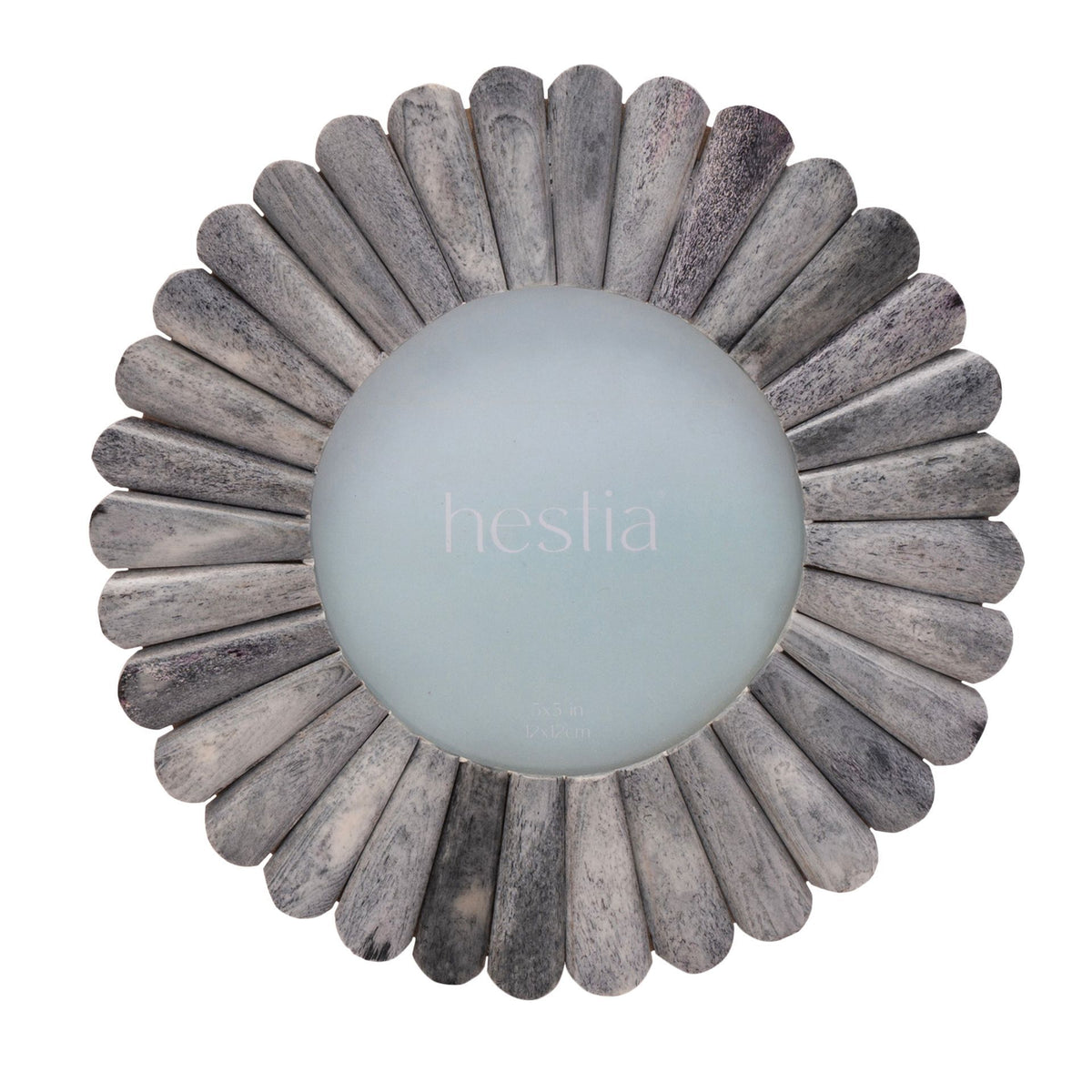 Hestia Round Grey Petal Bone Photo Frame 5" Diameter