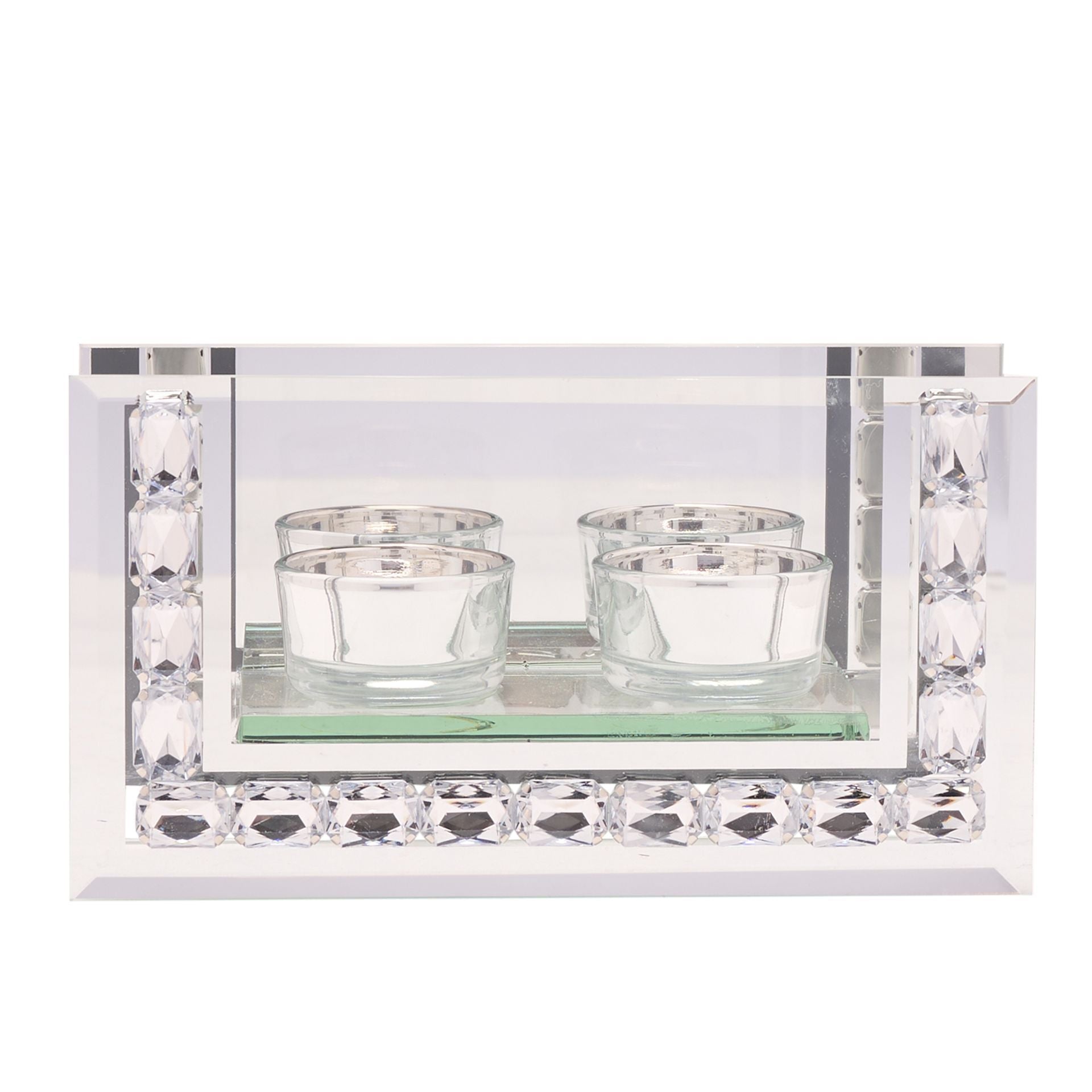 Hestia Crystal Rectangle Double Tealight Holder