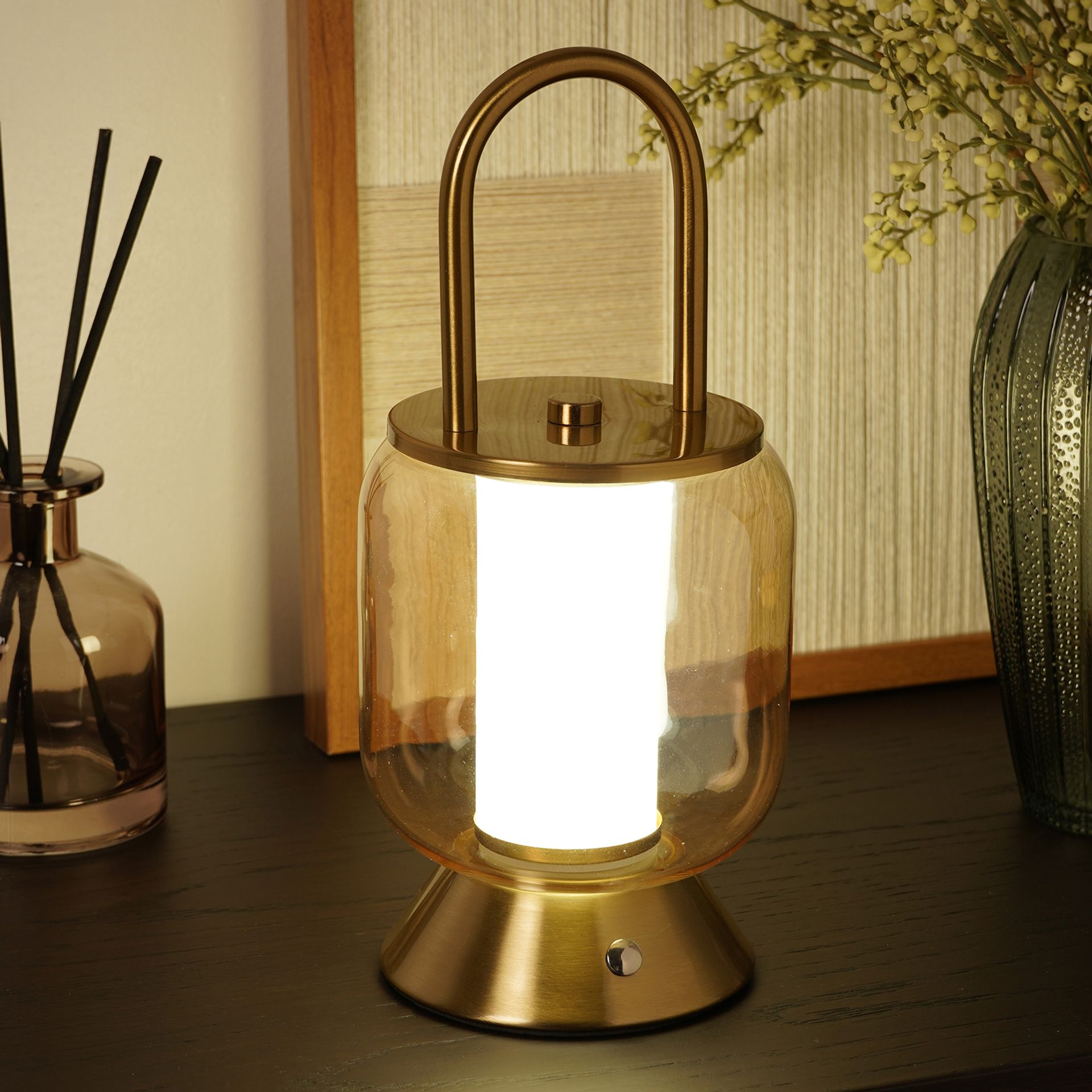 Hestia Bronze USB LED Touch Lamp - Lantern Style