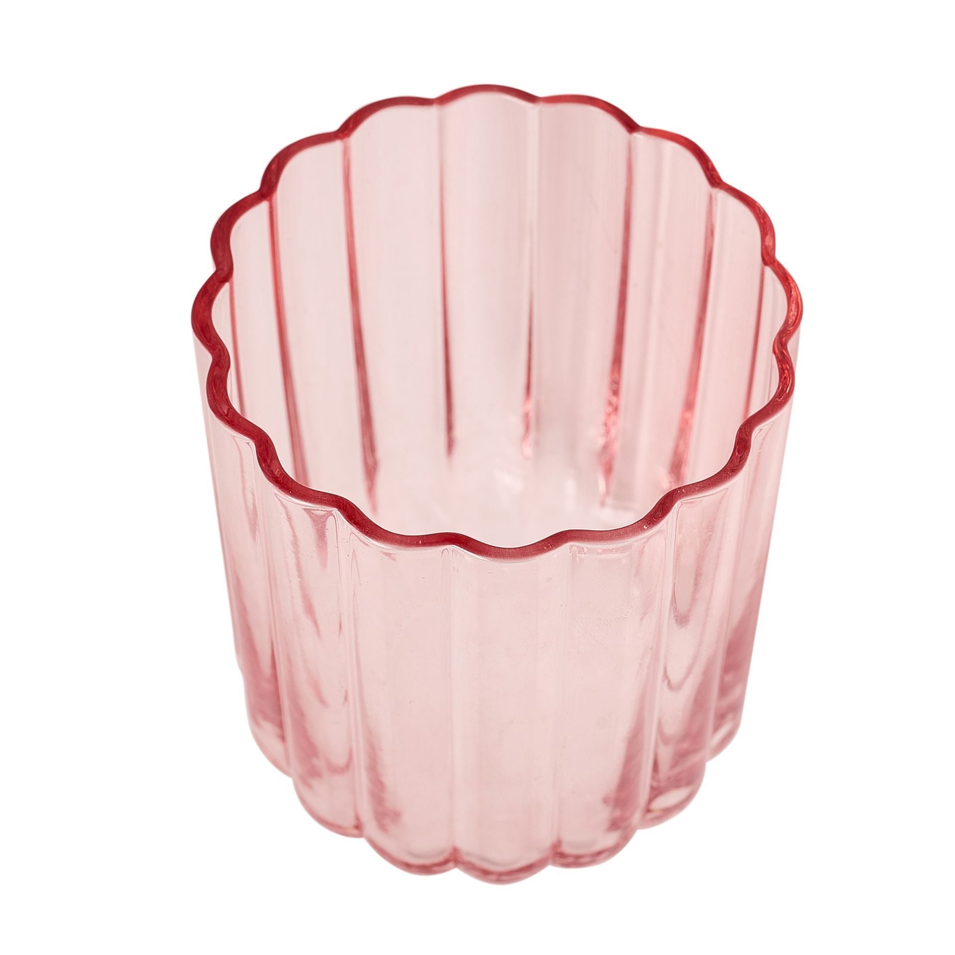 Set Of 2 Hestia Bright Pink Scalloped Glass Tumblers - Small *(32/12)*