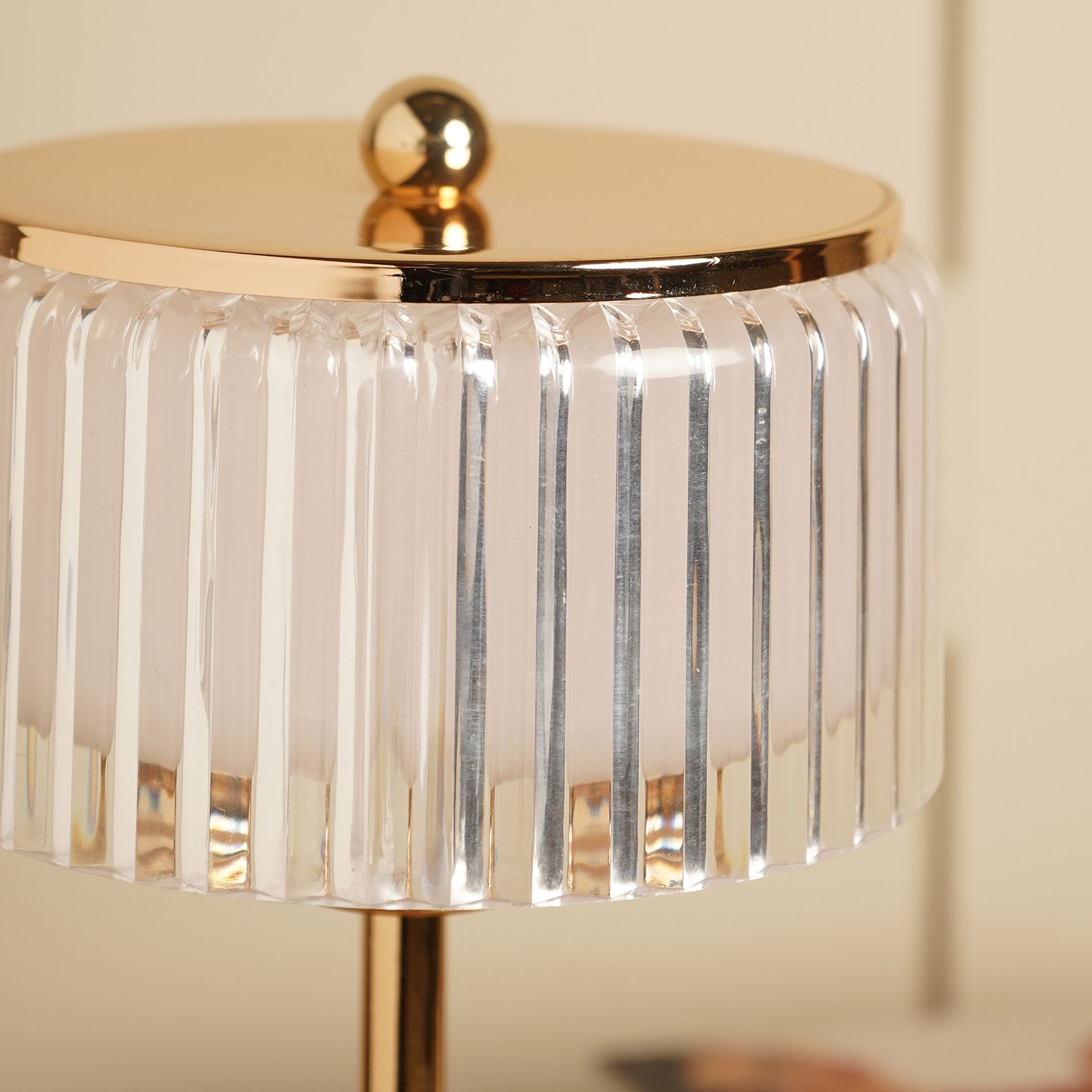 Hestia Crystal USB LED Touch Table Lamp with Gold Base & Trim