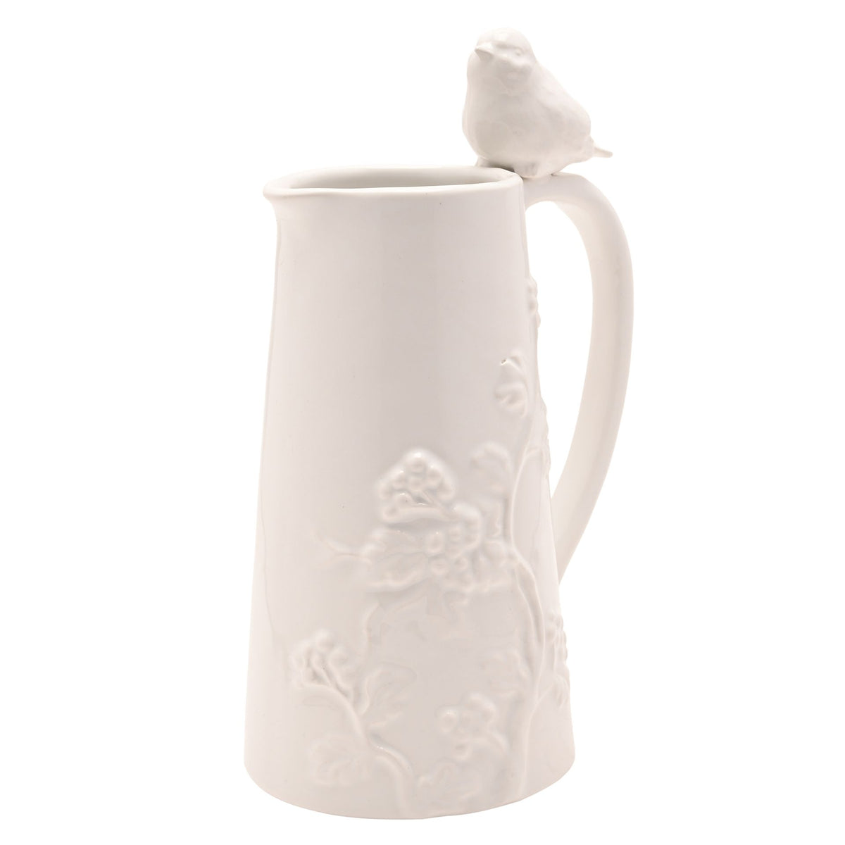 Hestia Tall White Floral Bird Jug