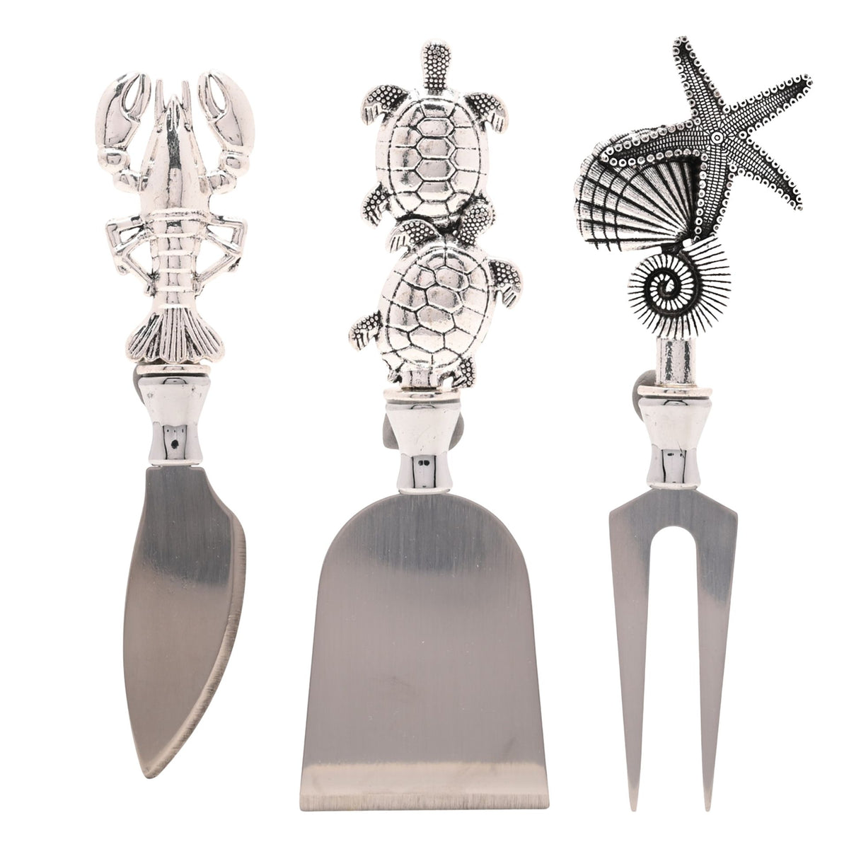 Hestia Set of 3 Lobster, Turtle & Shell Cheese Knives