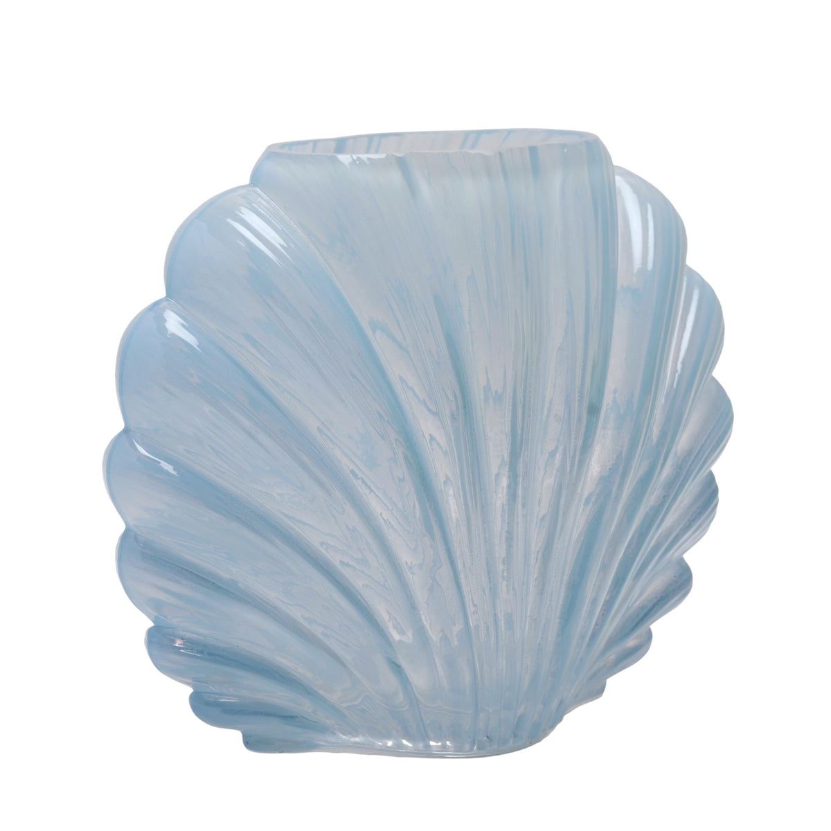 Hestia Blue Shell Shaped Glass Vase