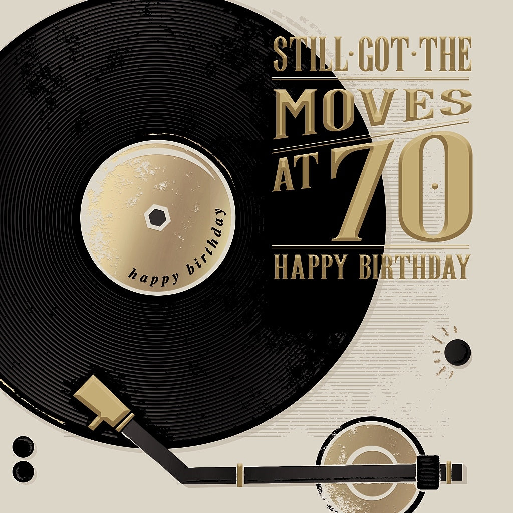 70th Birthday Card - Record Player