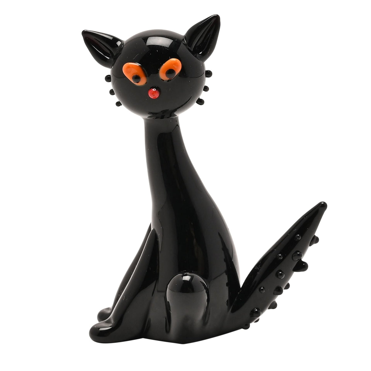 Objets D'art Miniature Glass Figurine - Black Cat