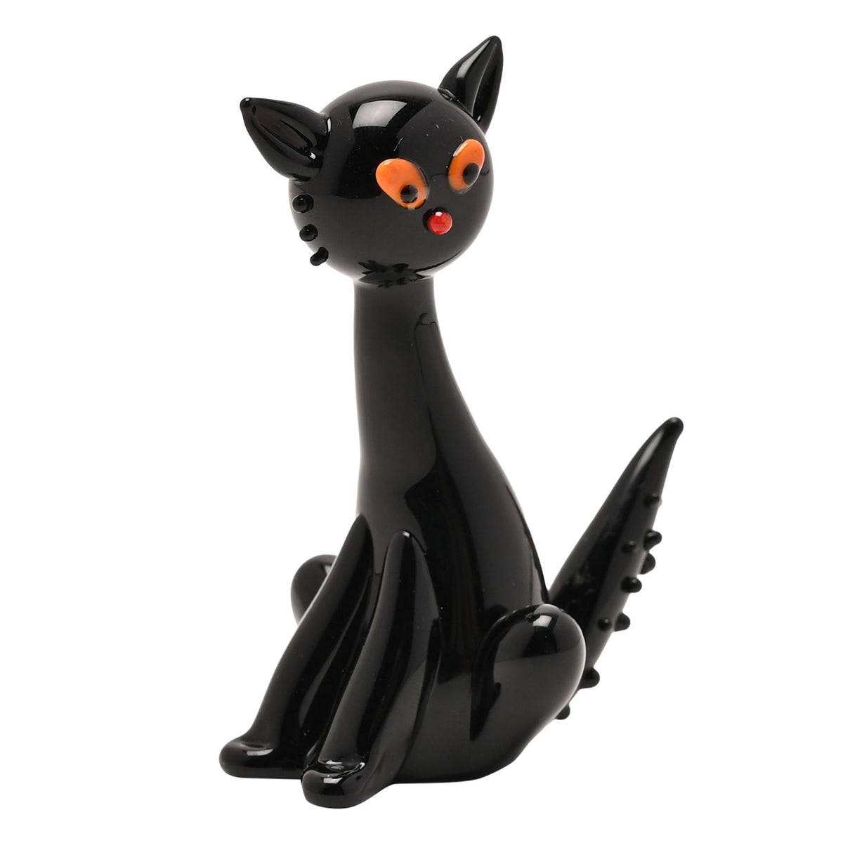 Objets D'art Miniature Glass Figurine - Black Cat