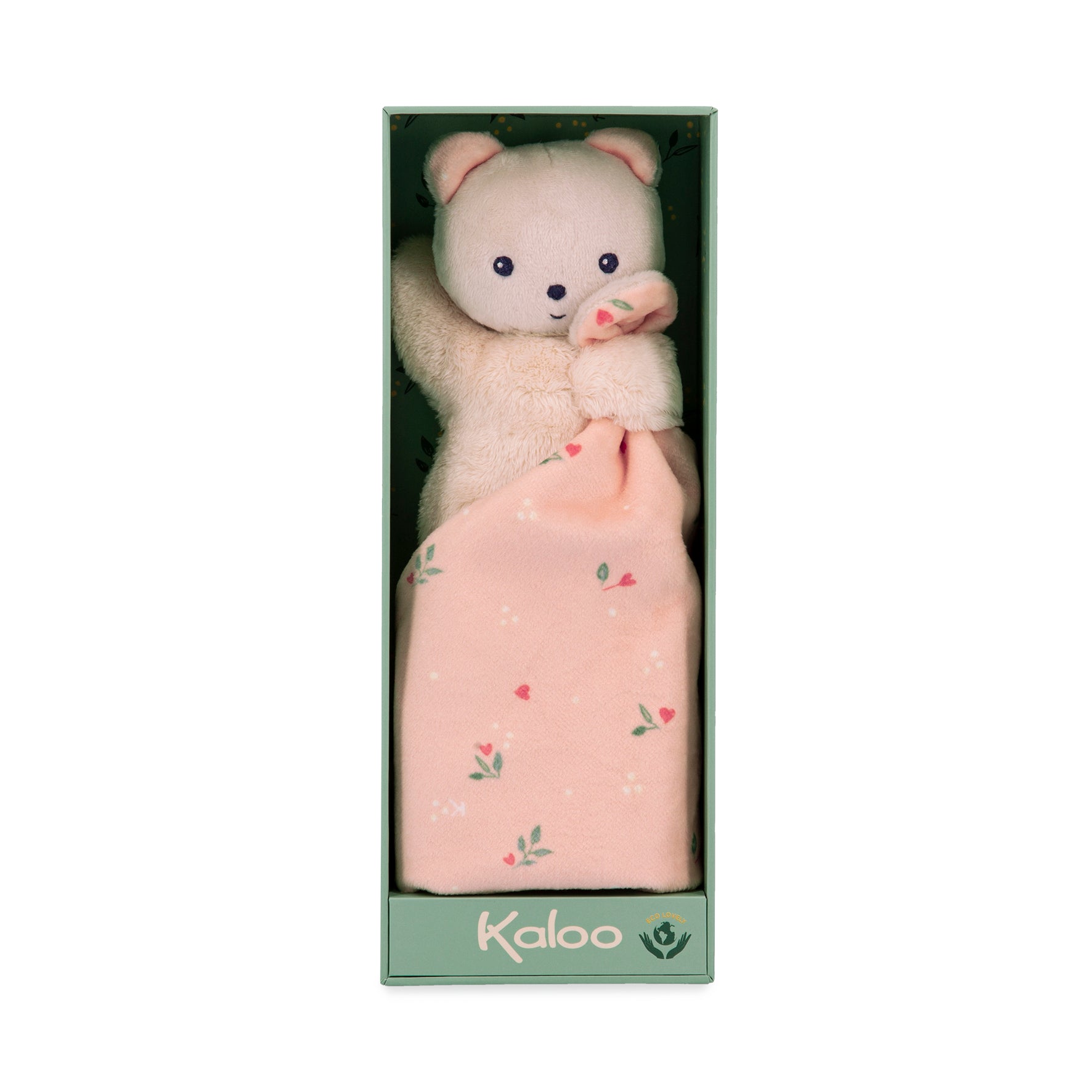 KALOO CARRE DOUCEUR DOUDOU BEAR LEAVES OF LOVE 17CM