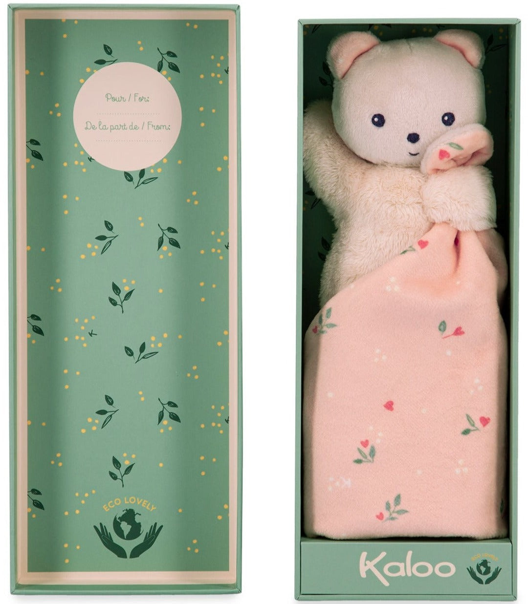 KALOO CARRE DOUCEUR DOUDOU BEAR LEAVES OF LOVE 17CM