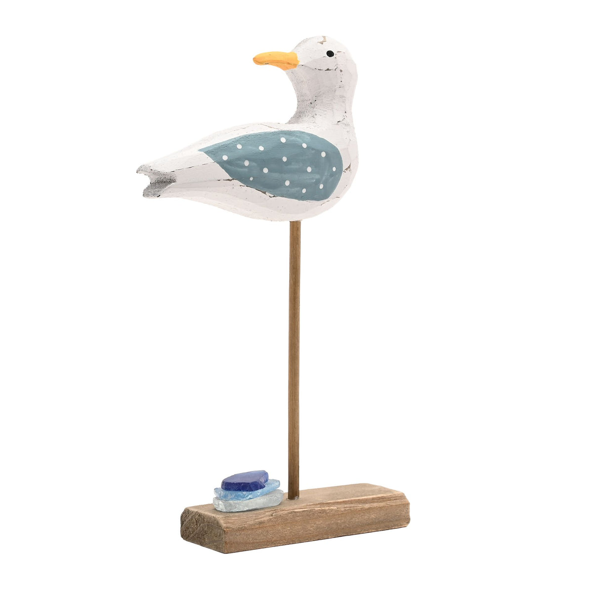 Love Life By The Sea Driftwood with Sea Glass - Seagull 21cm