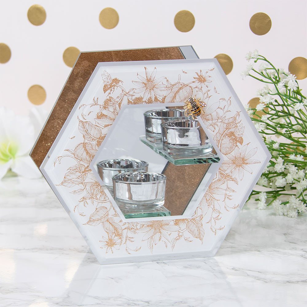 Mirror Honeycomb Tealight Twin Candle Holder