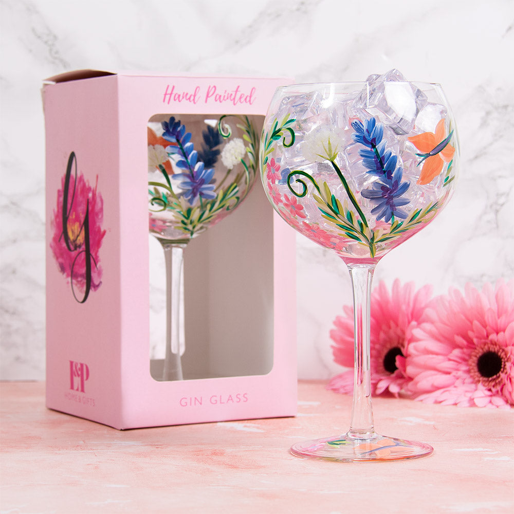 Botanical & Butterfly Colour Full Gin Glass