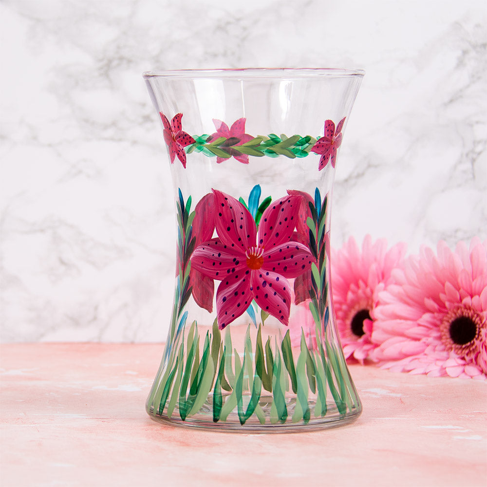 Lily Flower Colourful Glass Vase