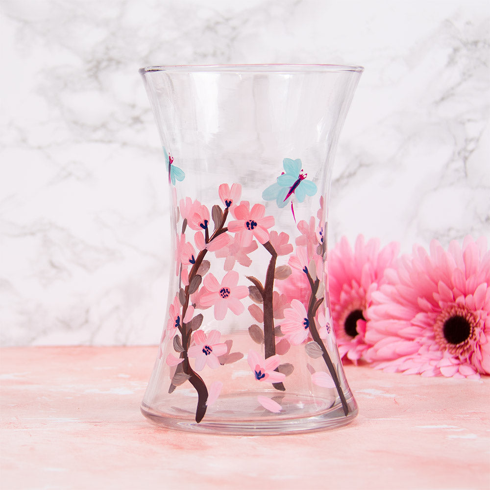 Blossom & Dragonfly Glass Vase