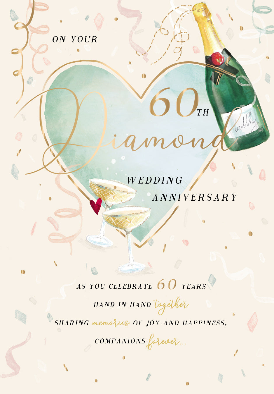 60th Wedding Anniversary Card - Champagne Forever
