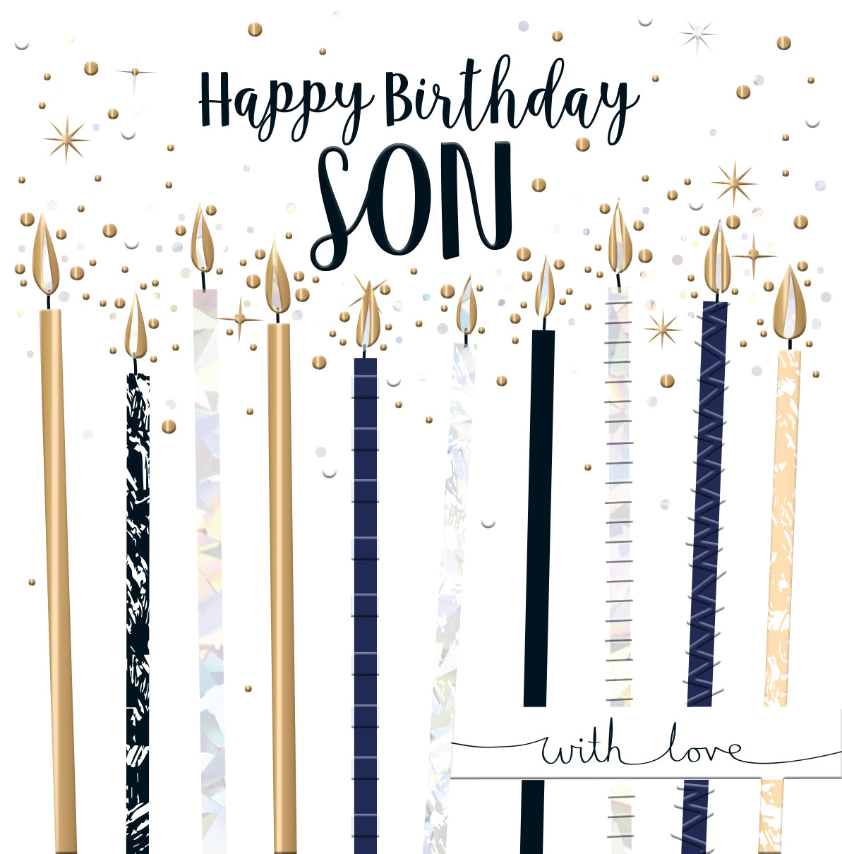 Son Birthday Card - Silver and Gold Candles