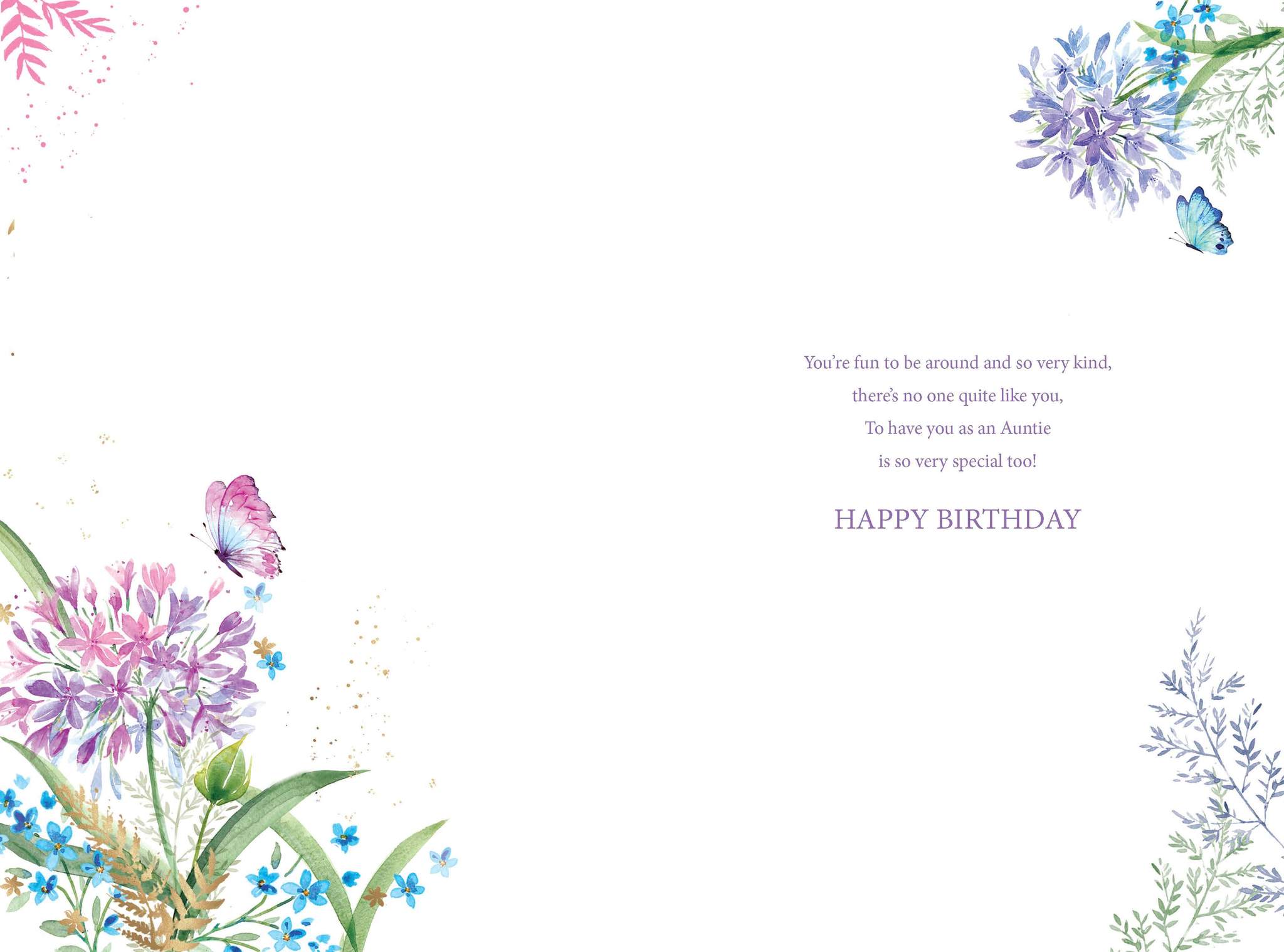 Auntie Birthday Card - Butterflies With Floral Delight