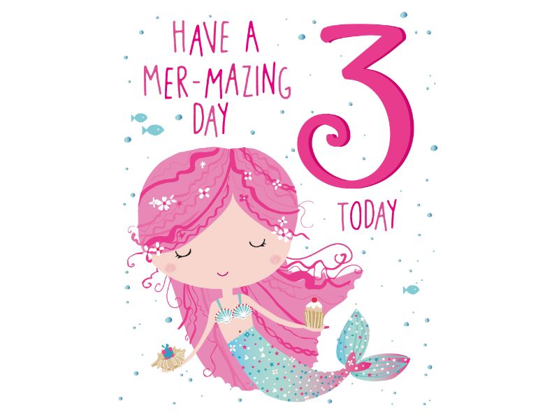 3rd Birthday Card - Mermaid