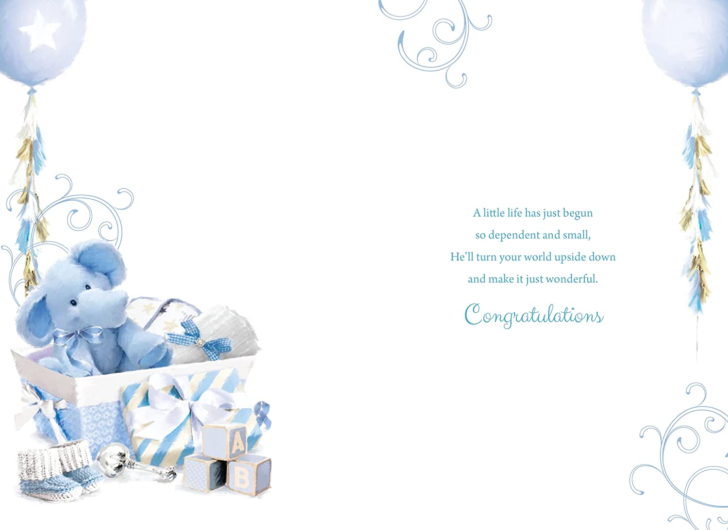 New Baby Boy Card - Joyous Baby Gifts And Balloons