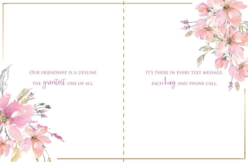 Friendship Birthday Card - Blush Pink Florals Of Friendship