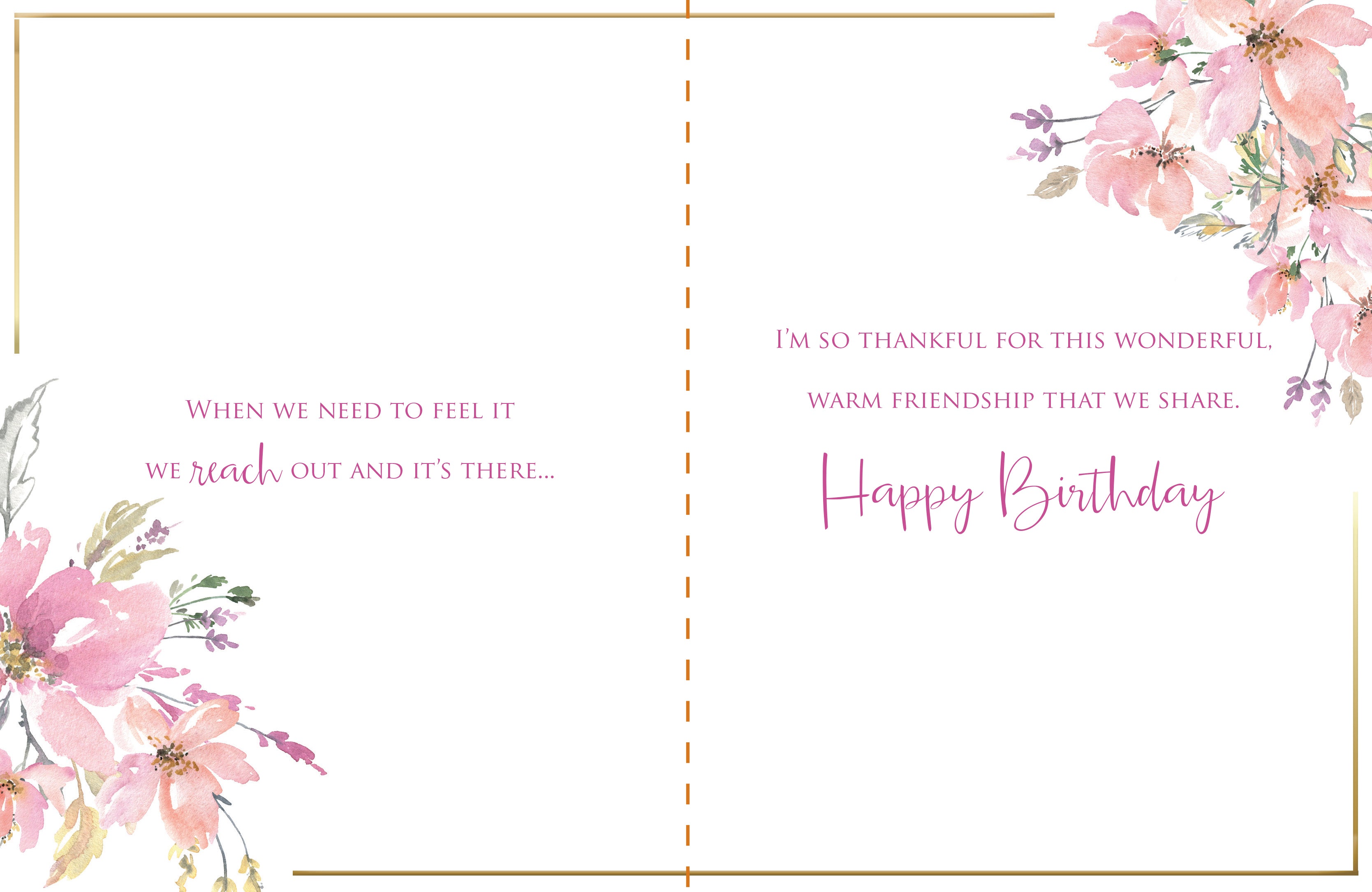 Friendship Birthday Card - Blush Pink Florals Of Friendship