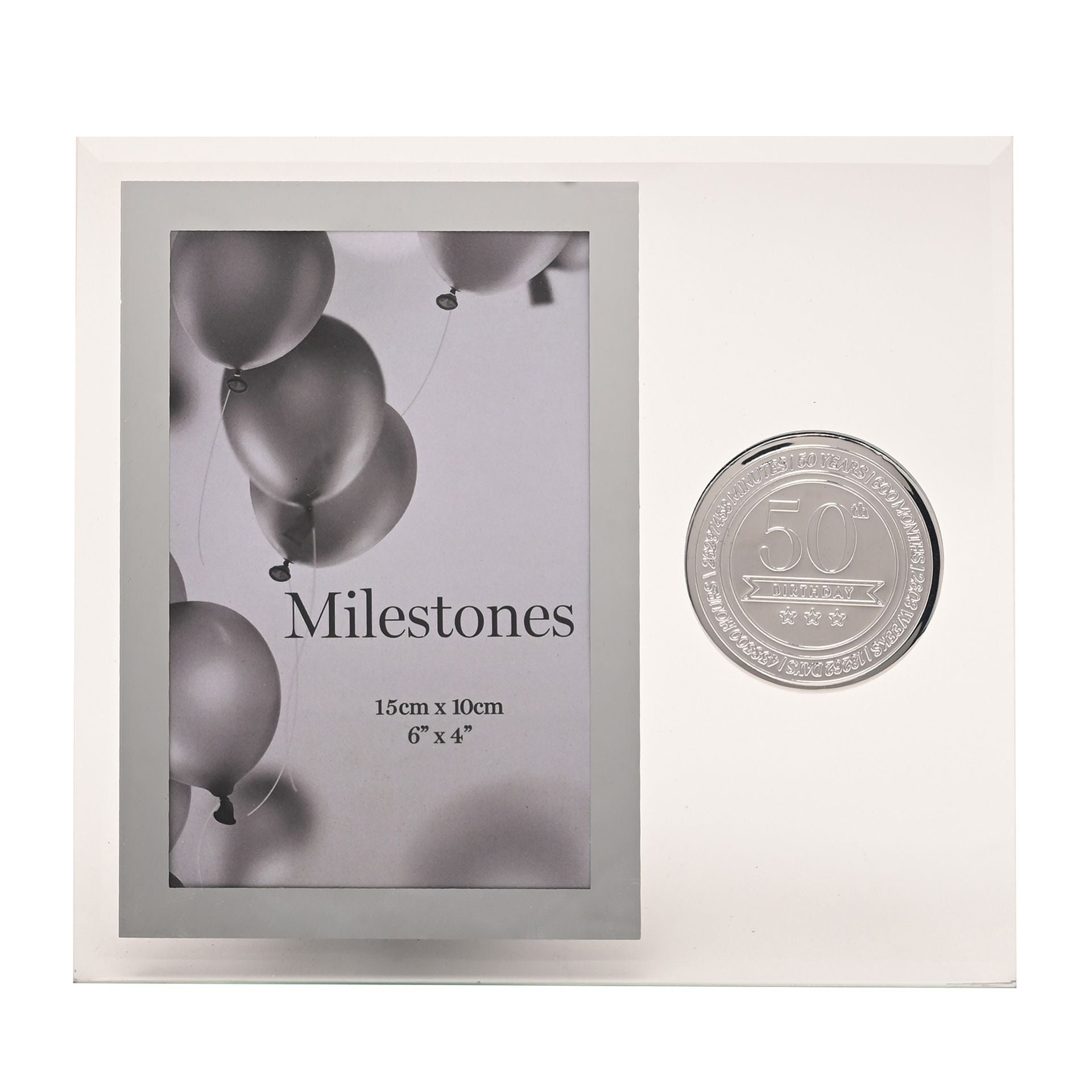 Milestones Glass Frame with Metal Badge 4" x 6" - 50
